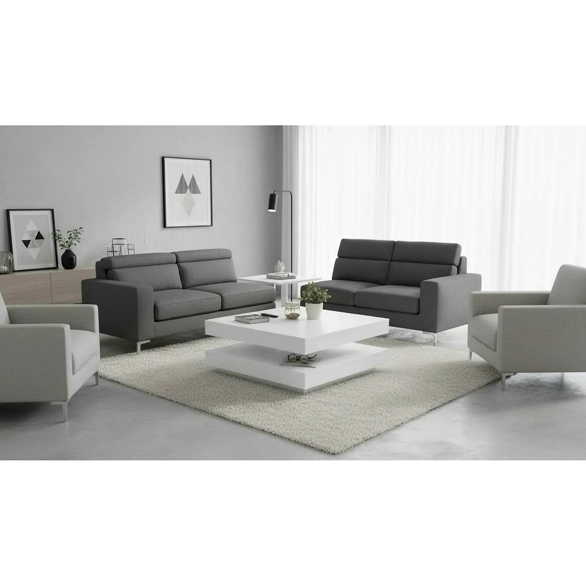 Masuta cafea MANDY, alb, 70x70x34 cm
