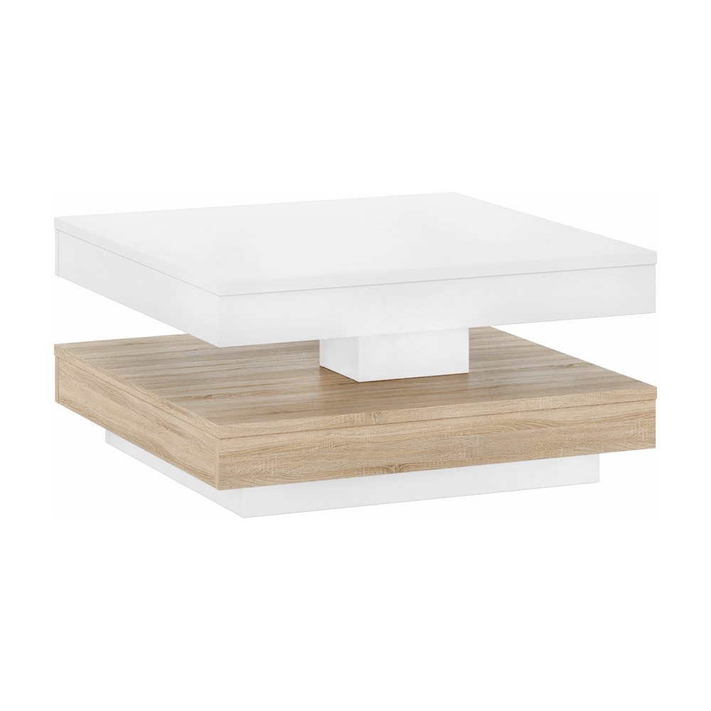 Masuta cafea MANDY, alb/stejar sonoma, 70x70x34 cm