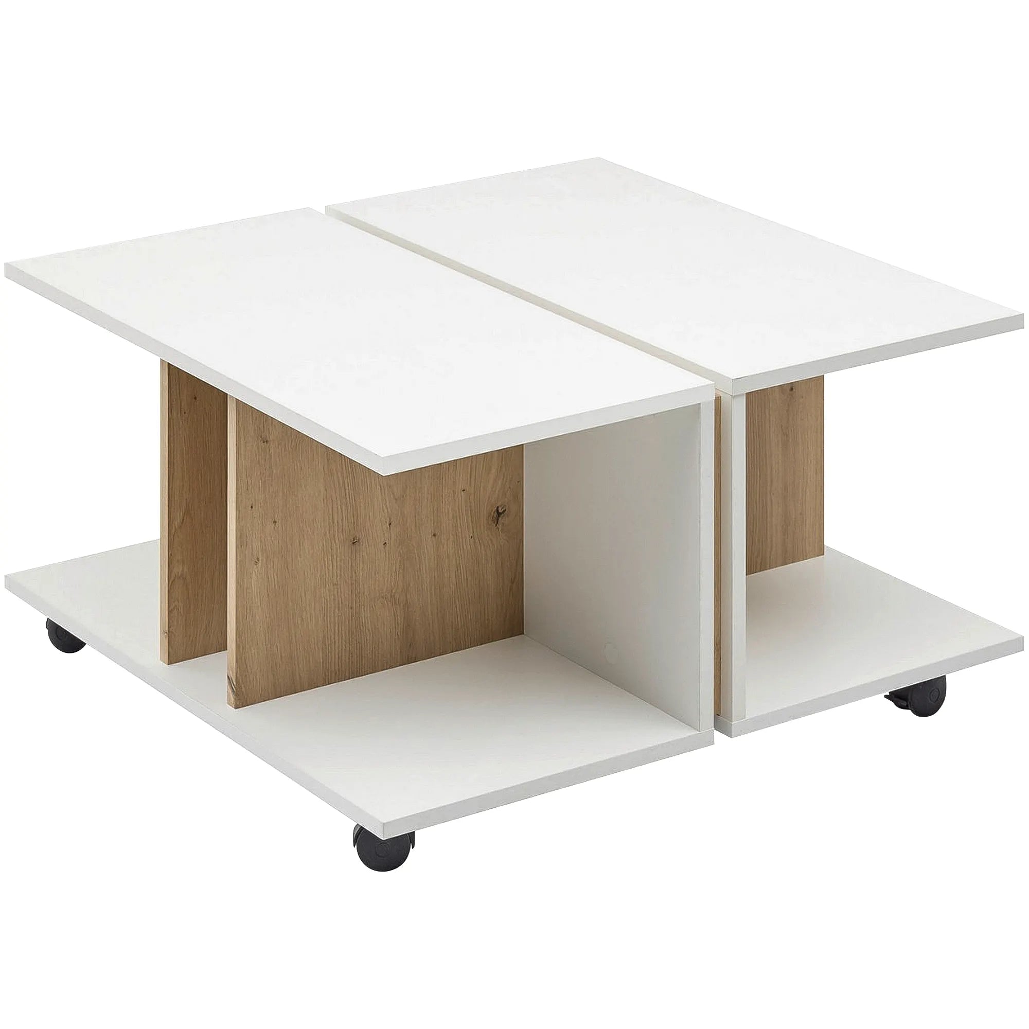 Masuta cafea MATS MINI, stejar artisan/alb, PAL melaminat, 75x75x45 cm