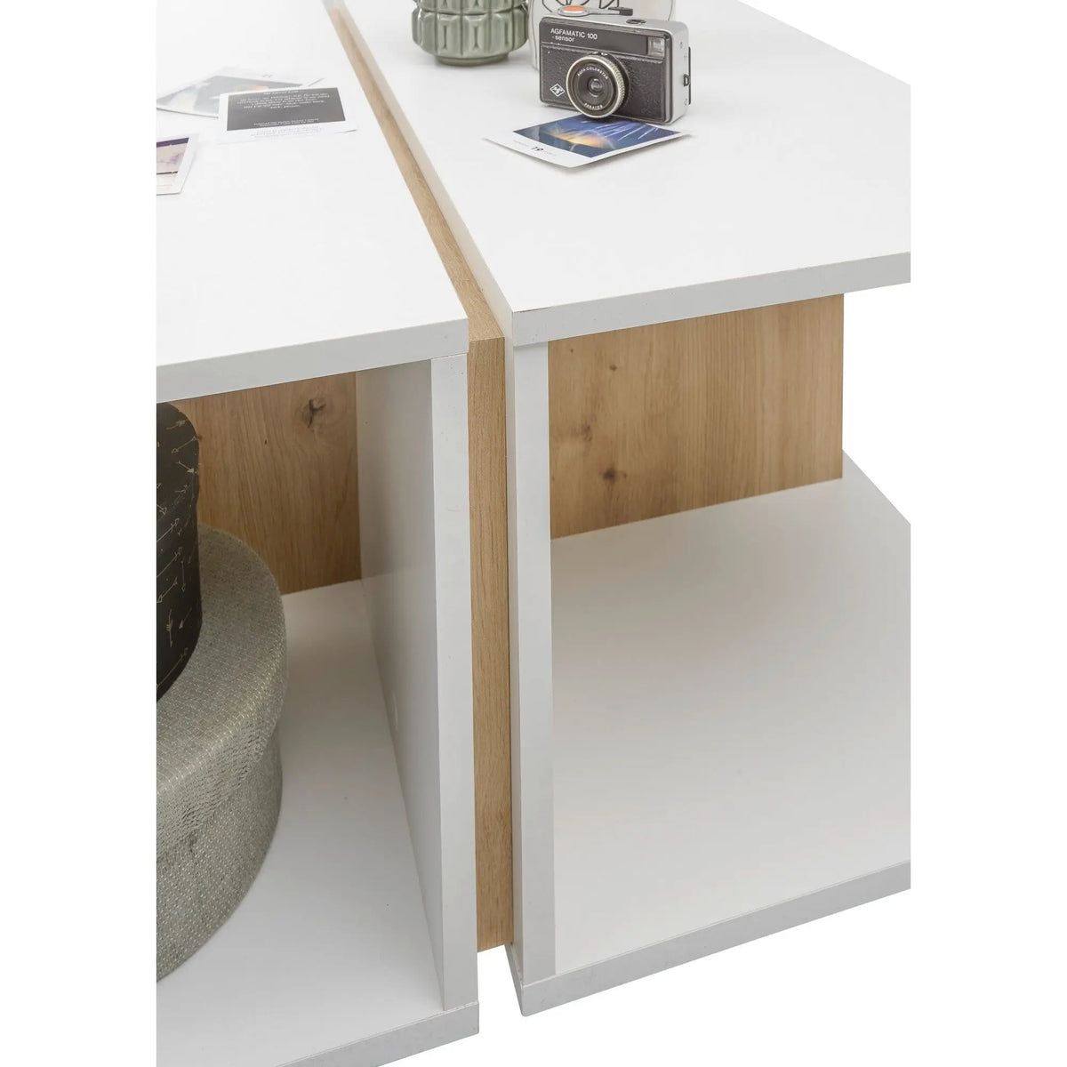 Masuta cafea MATS MINI, stejar artisan/alb, PAL melaminat, 75x75x45 cm