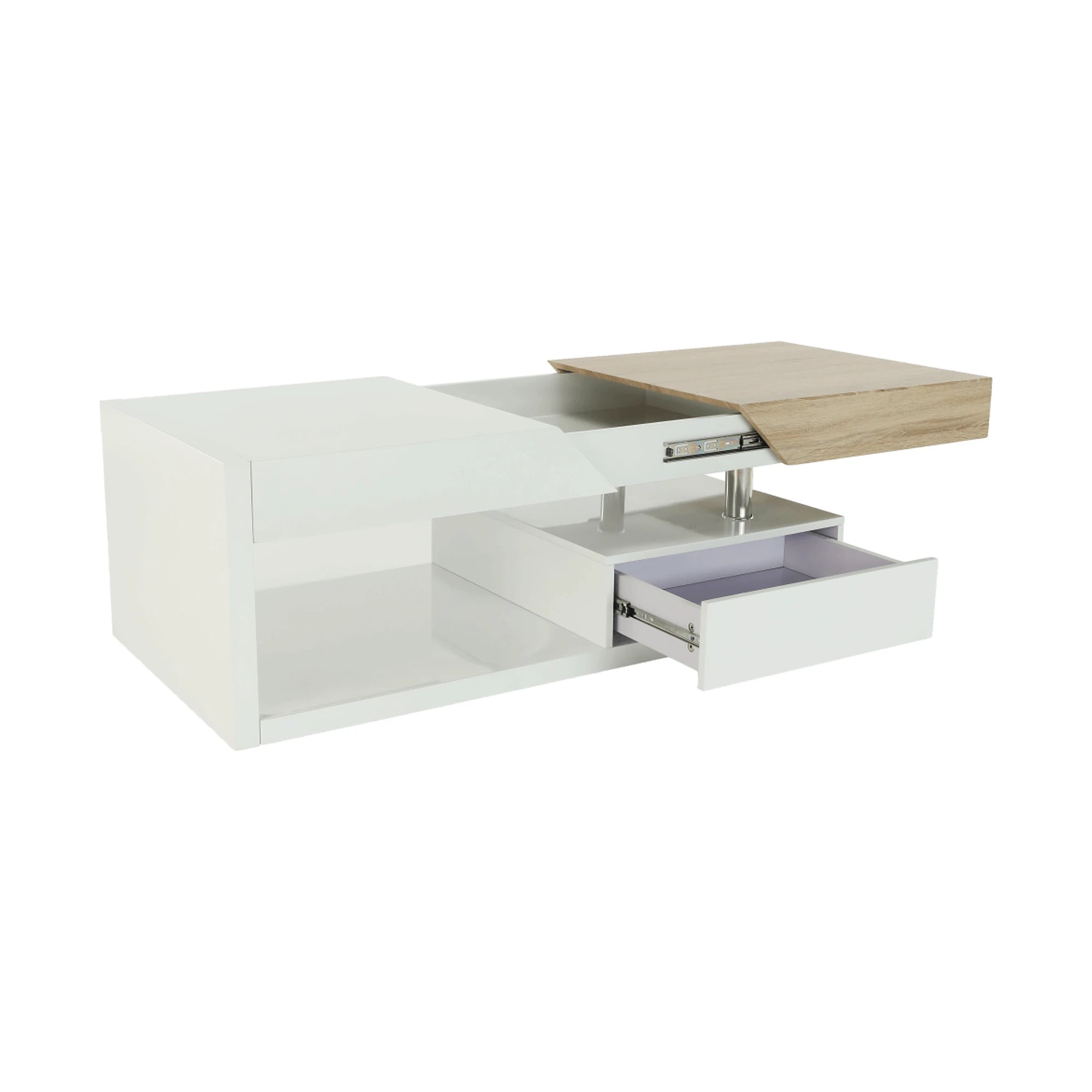 Masuta cafea MELIDA, alb/stejar sonoma, 120x60x43 cm