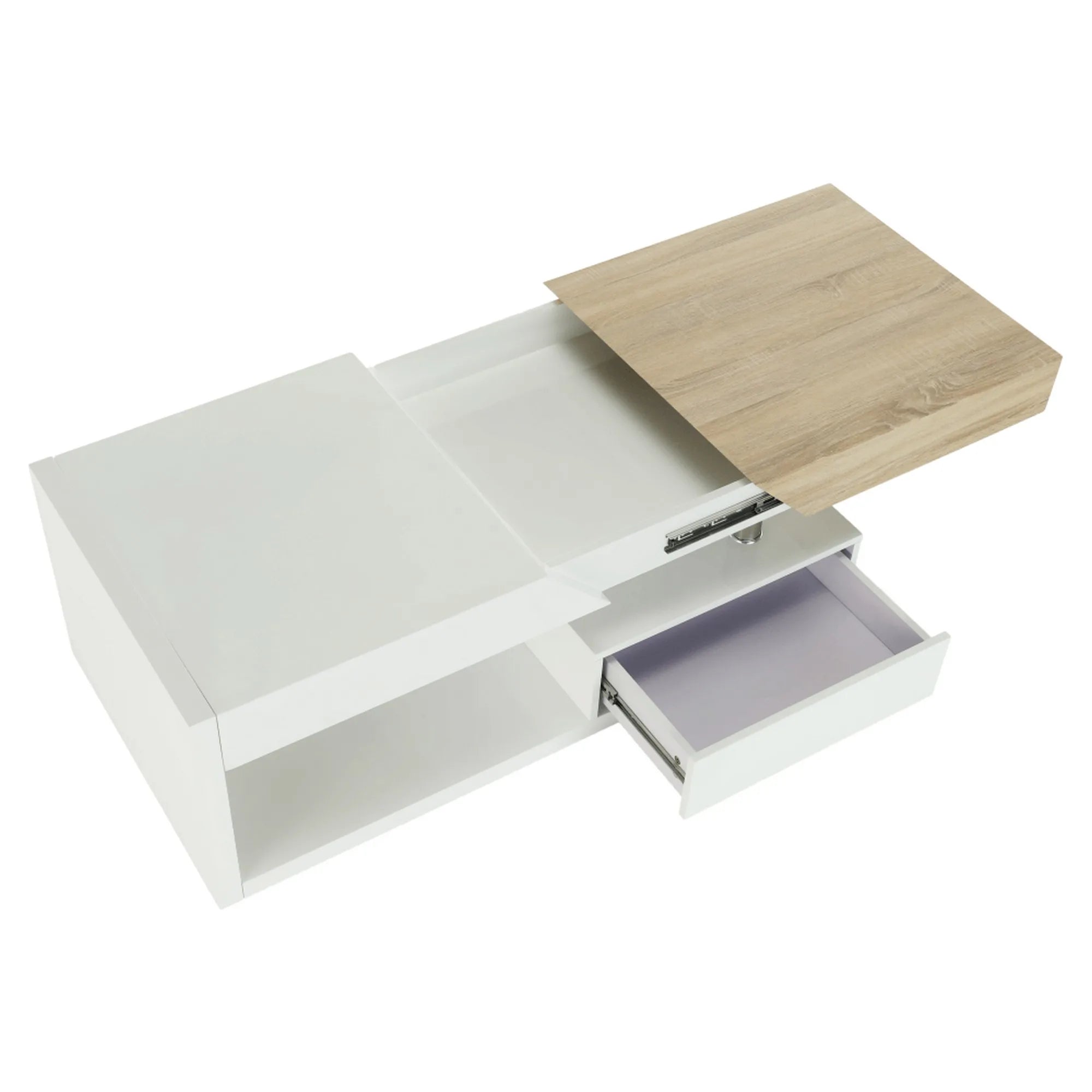 Masuta cafea MELIDA, alb/stejar sonoma, 120x60x43 cm