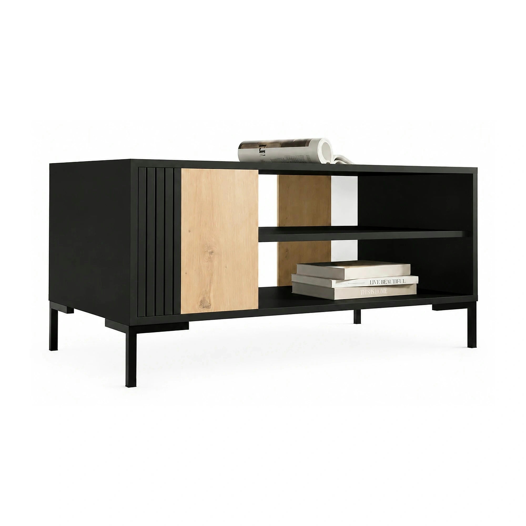 Masuta cafea MERCI, negru/stejar artisan, PAL, 100x55x49 cm