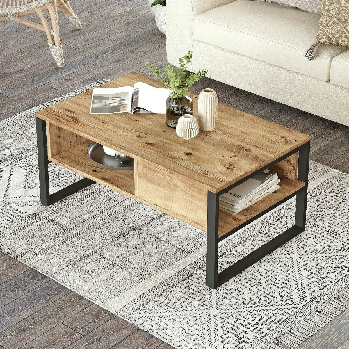 Masuta cafea ML34-A, stejar, PAL, 100x60x44 cm