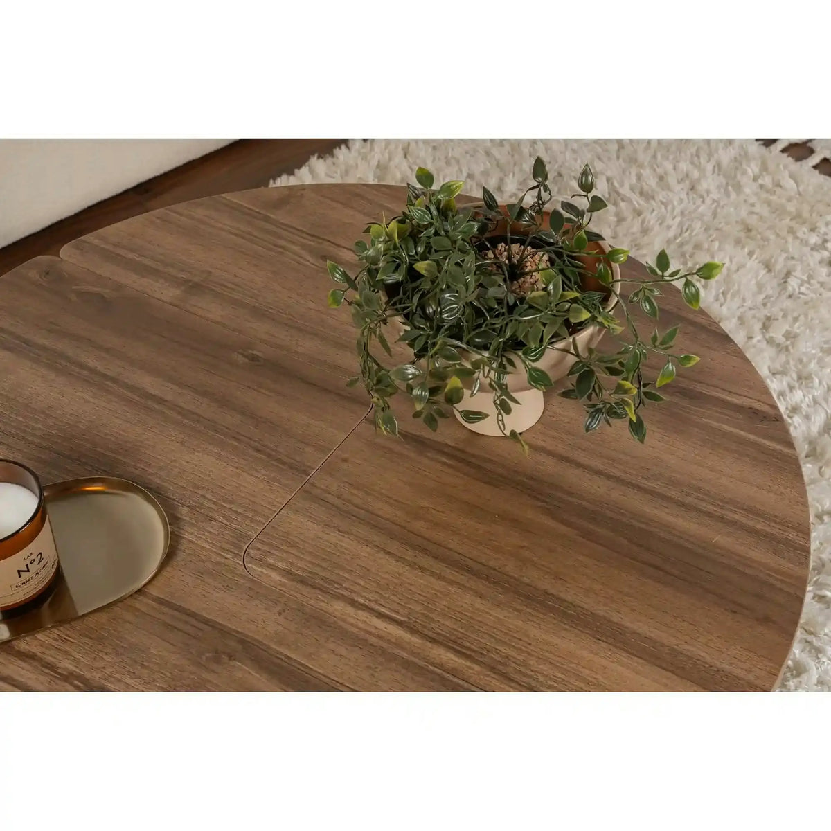Masuta cafea MOIRA, nuc, PAL, 90x90x41 cm