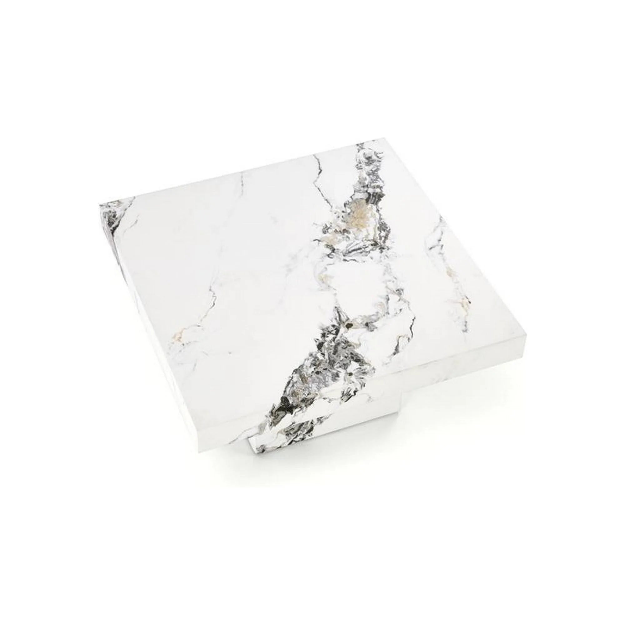 Masuta cafea MONOLIT, alb cu efect de marmura, 80x80x41 cm