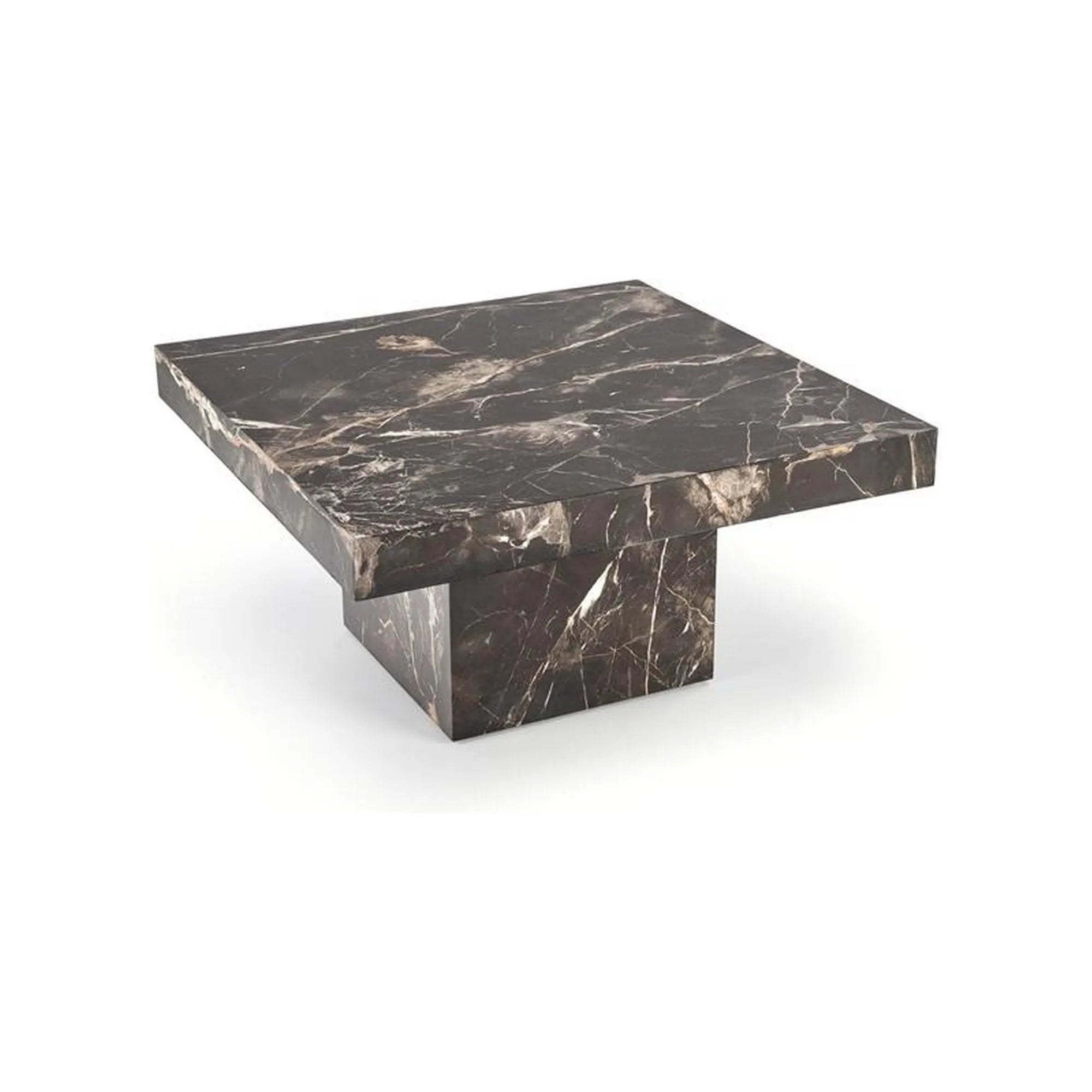 Masuta cafea MONOLIT, negru cu efect de marmura, 80x80x41 cm