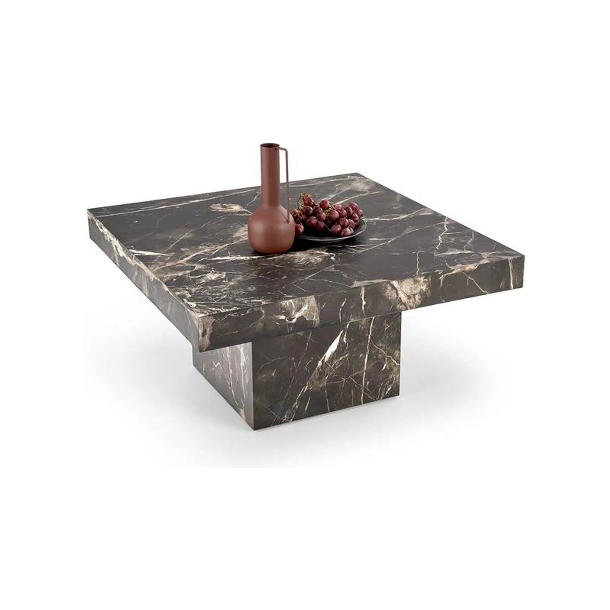 Masuta cafea MONOLIT, negru cu efect de marmura, 80x80x41 cm