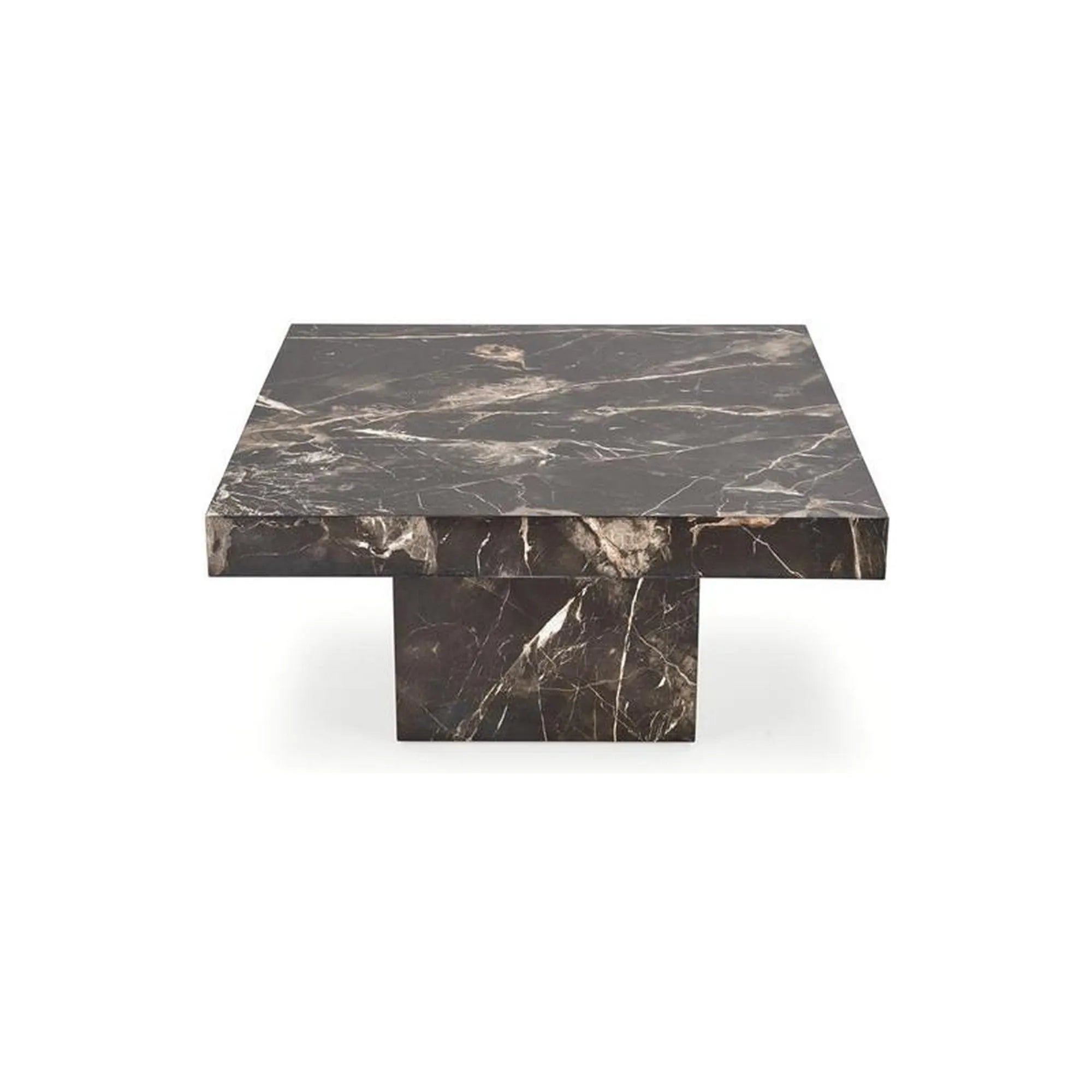 Masuta cafea MONOLIT, negru cu efect de marmura, 80x80x41 cm