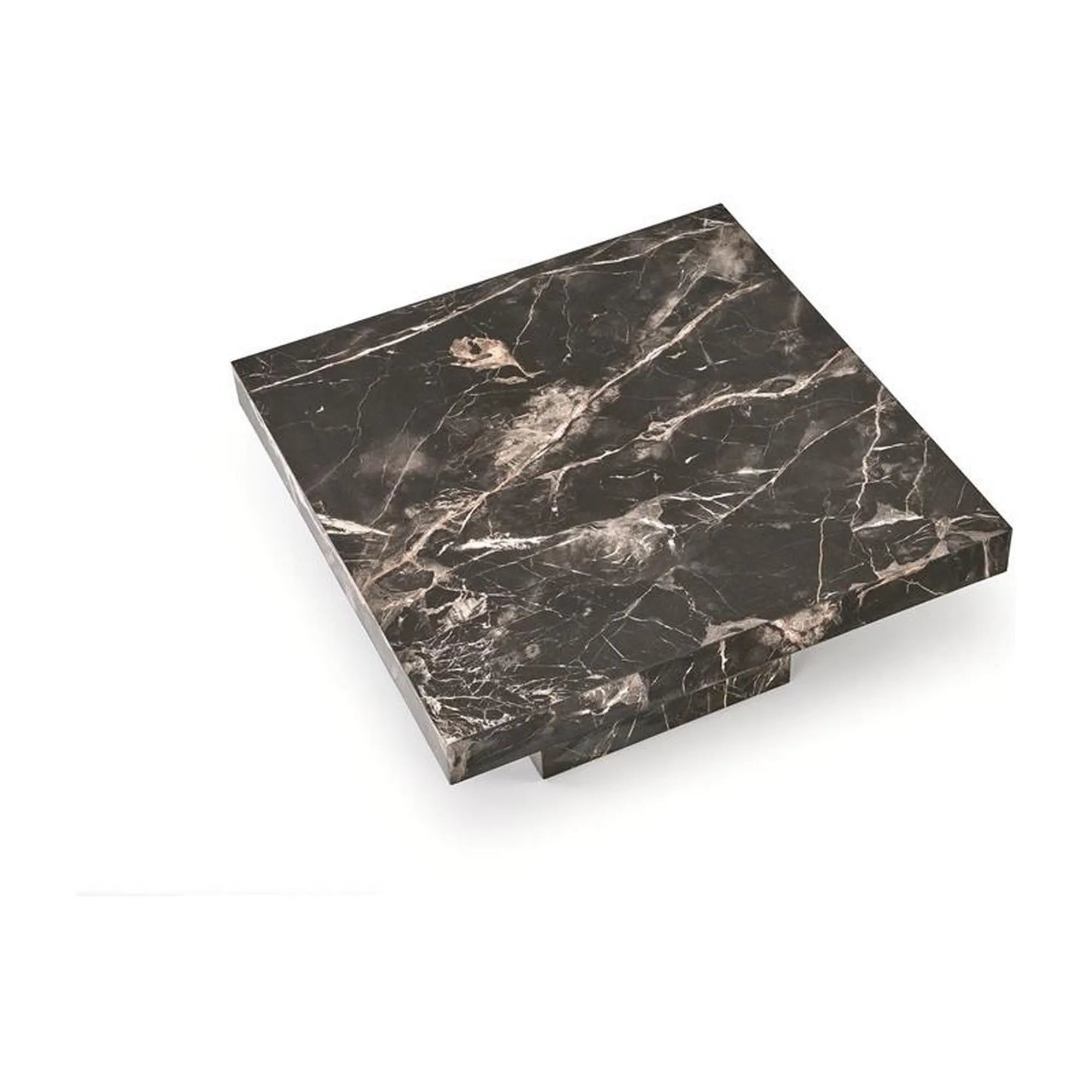 Masuta cafea MONOLIT, negru cu efect de marmura, 80x80x41 cm