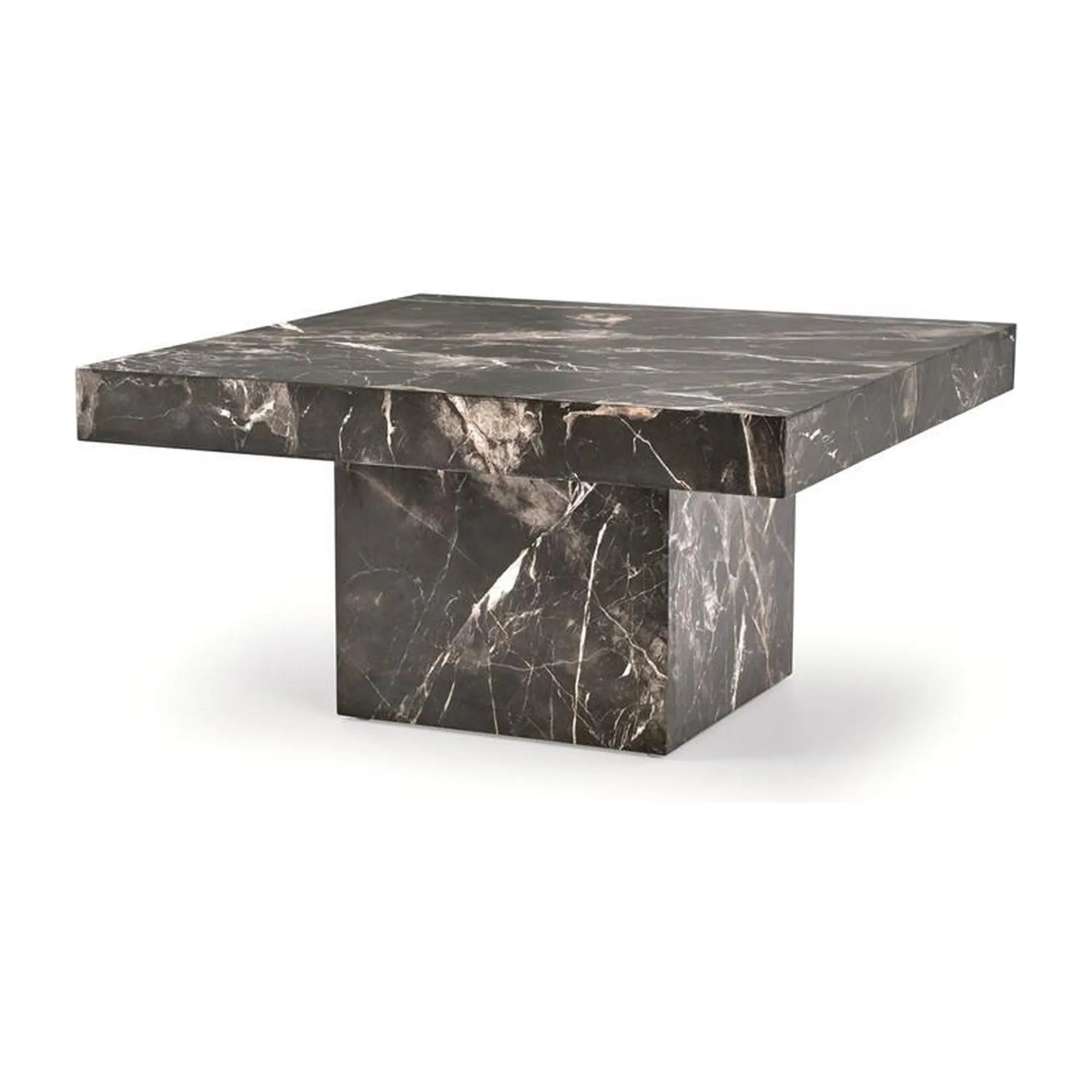Masuta cafea MONOLIT, negru cu efect de marmura, 80x80x41 cm