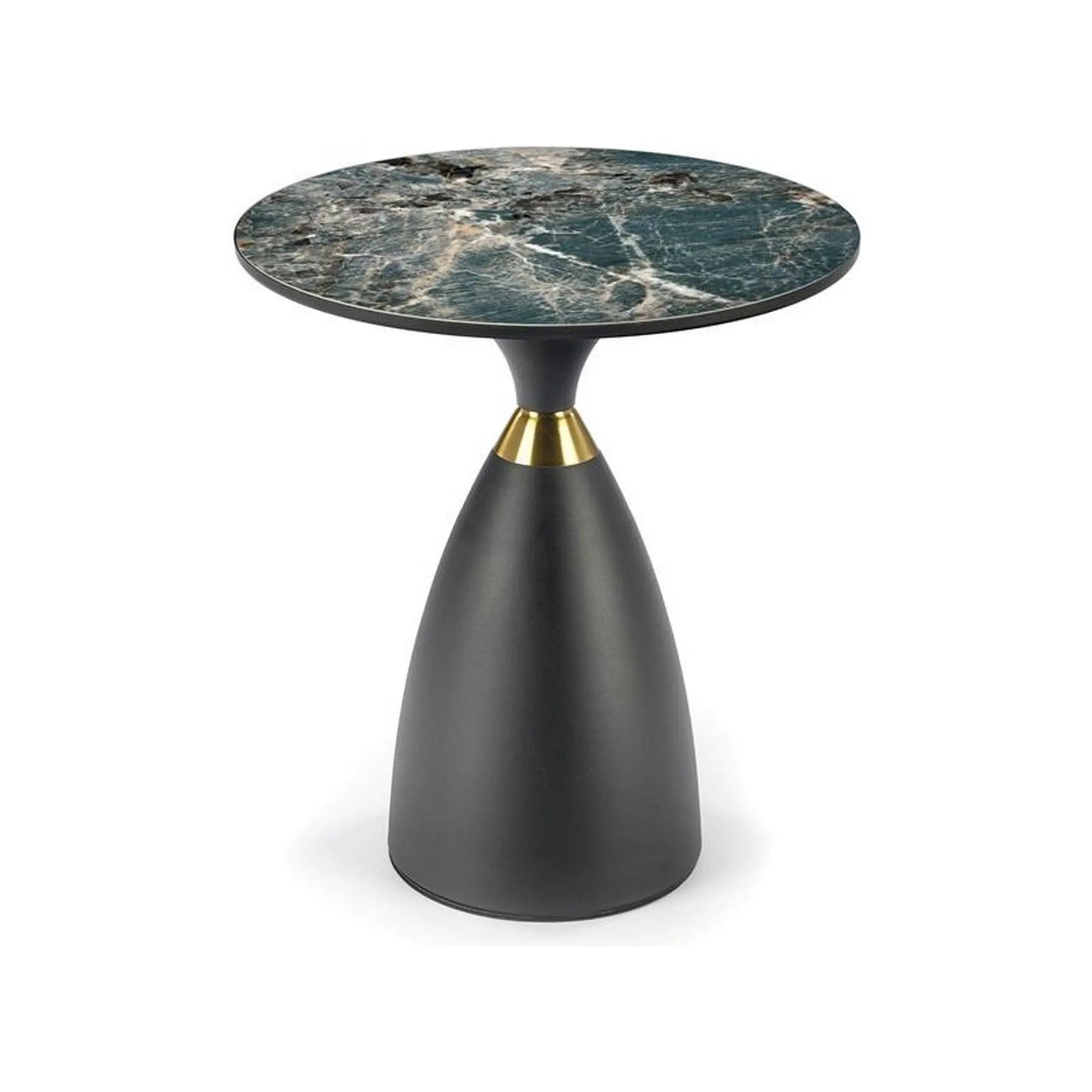 Masuta cafea MORENA, negru/negru cu efect de marmura, ceramica/otel, 50x50x52 cm