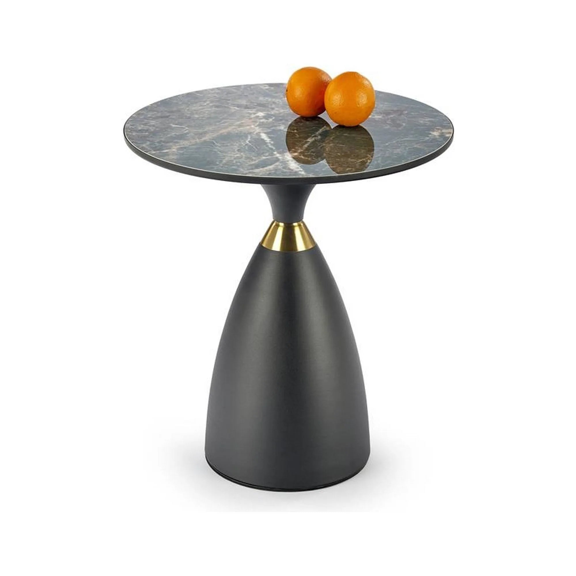 Masuta cafea MORENA, negru/negru cu efect de marmura, ceramica/otel, 50x50x52 cm