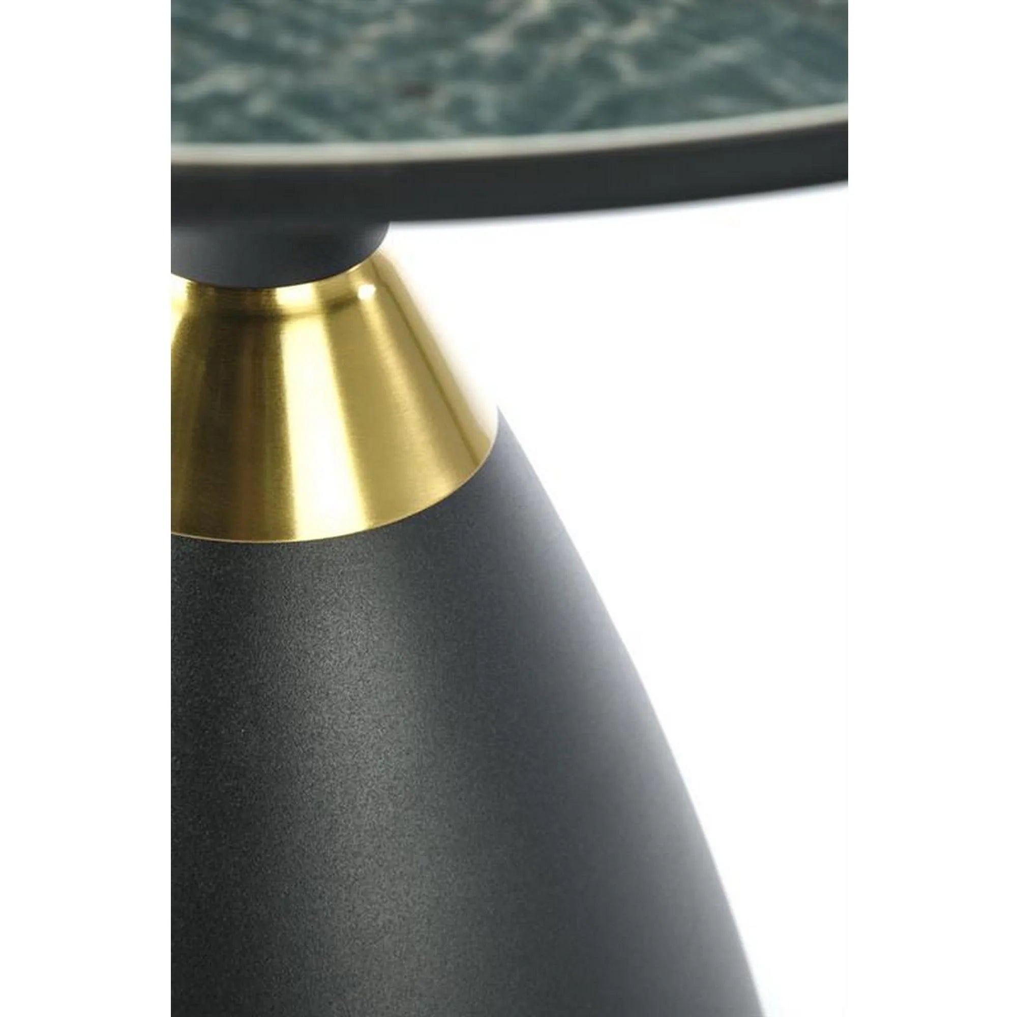 Masuta cafea MORENA, negru/negru cu efect de marmura, ceramica/otel, 50x50x52 cm