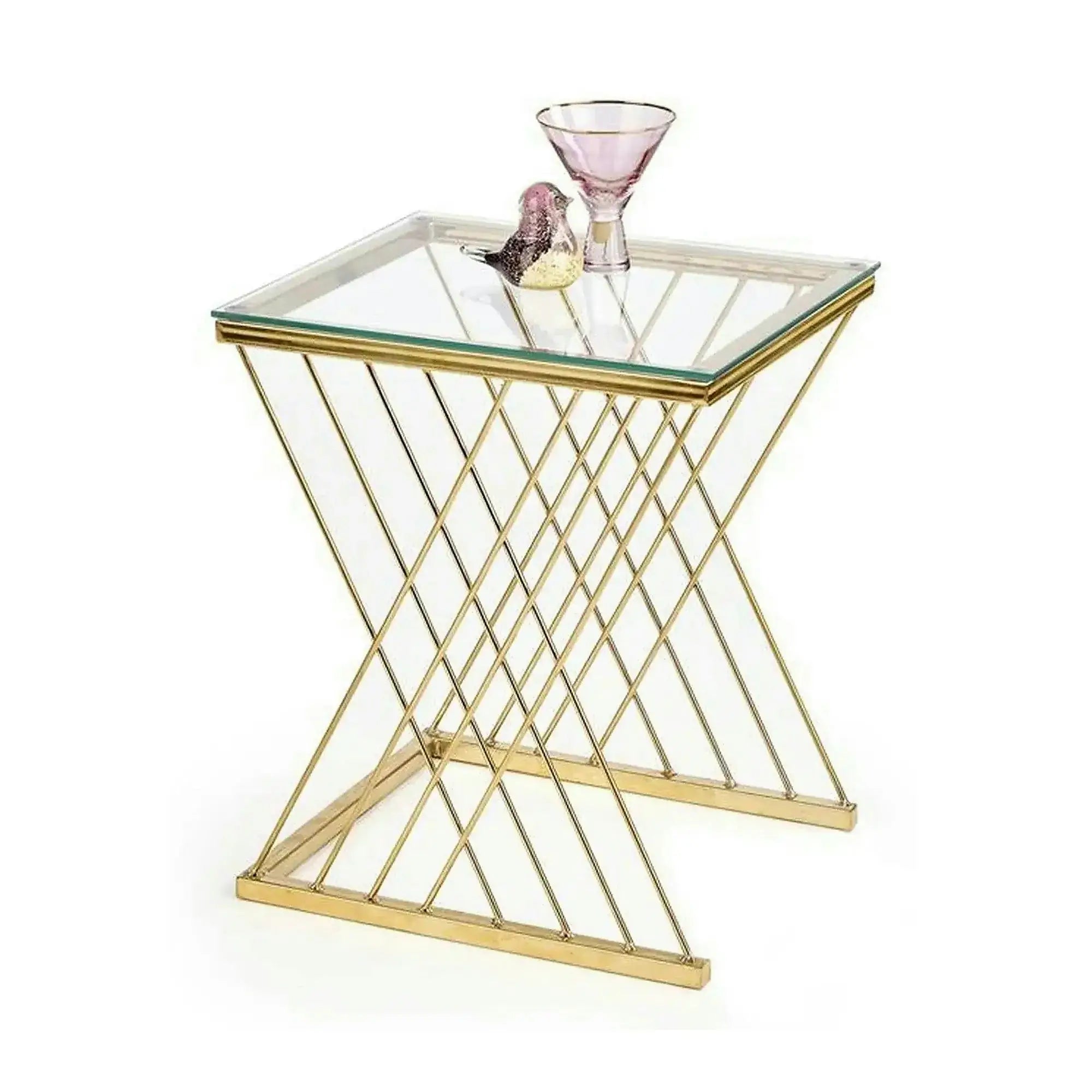 Masuta cafea NANCY, transparent/auriu, sticla/otel, 45x39x52 cm