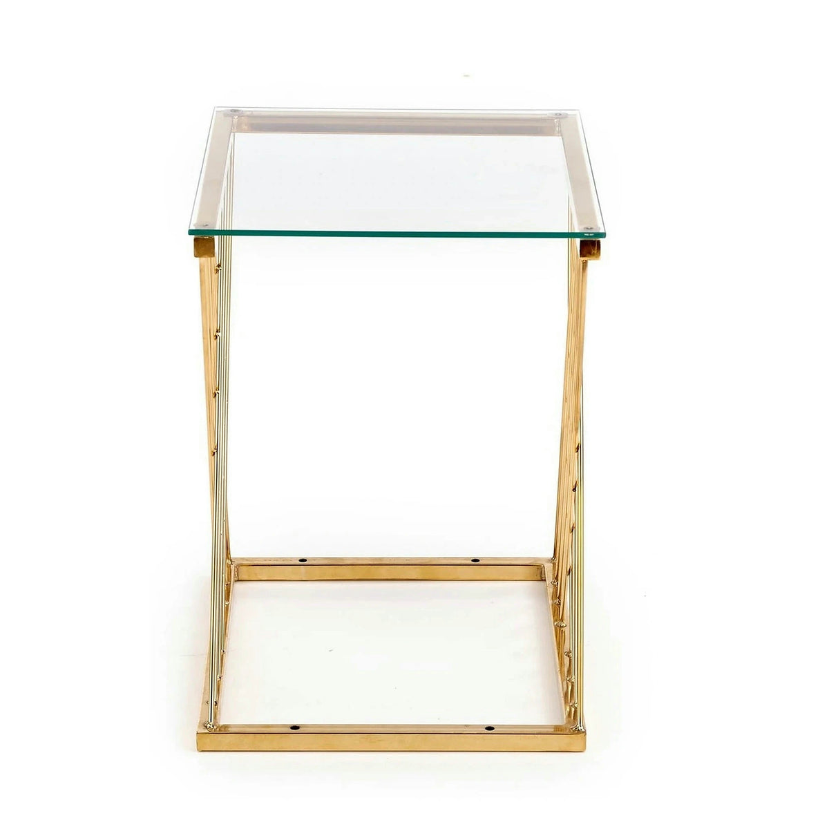 Masuta cafea NANCY, transparent/auriu, sticla/otel, 45x39x52 cm