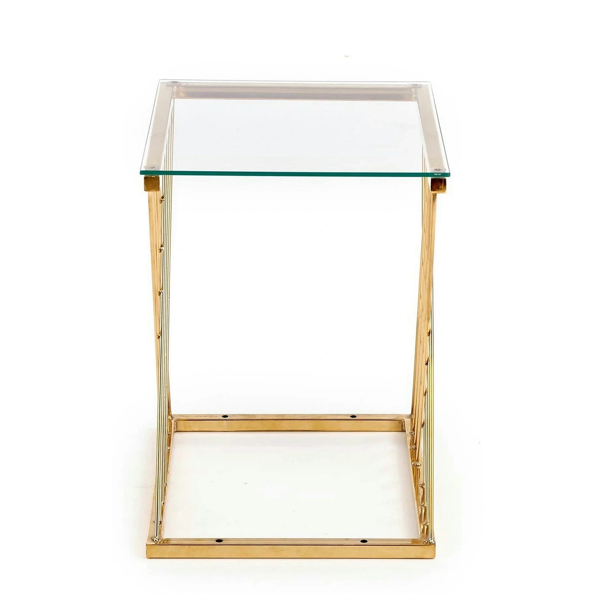 Masuta cafea NANCY, transparent/auriu, sticla/otel, 45x39x52 cm
