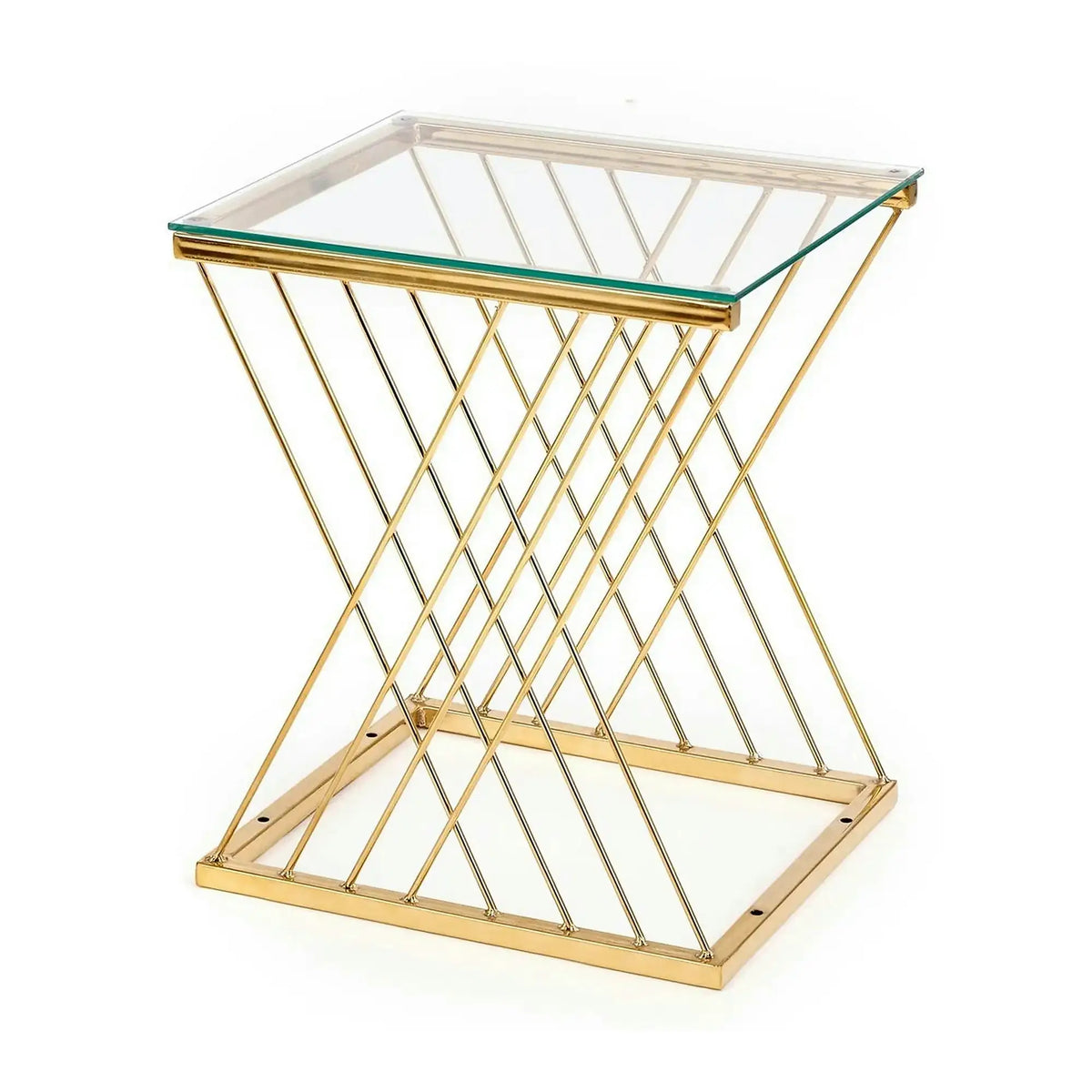 Masuta cafea NANCY, transparent/auriu, sticla/otel, 45x39x52 cm