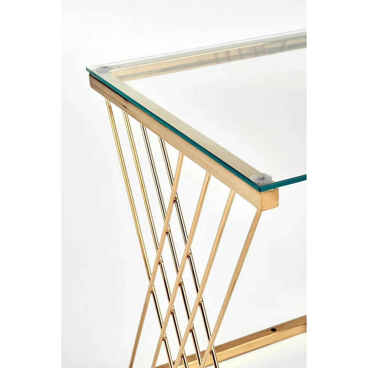 Masuta cafea NANCY, transparent/auriu, sticla/otel, 45x39x52 cm