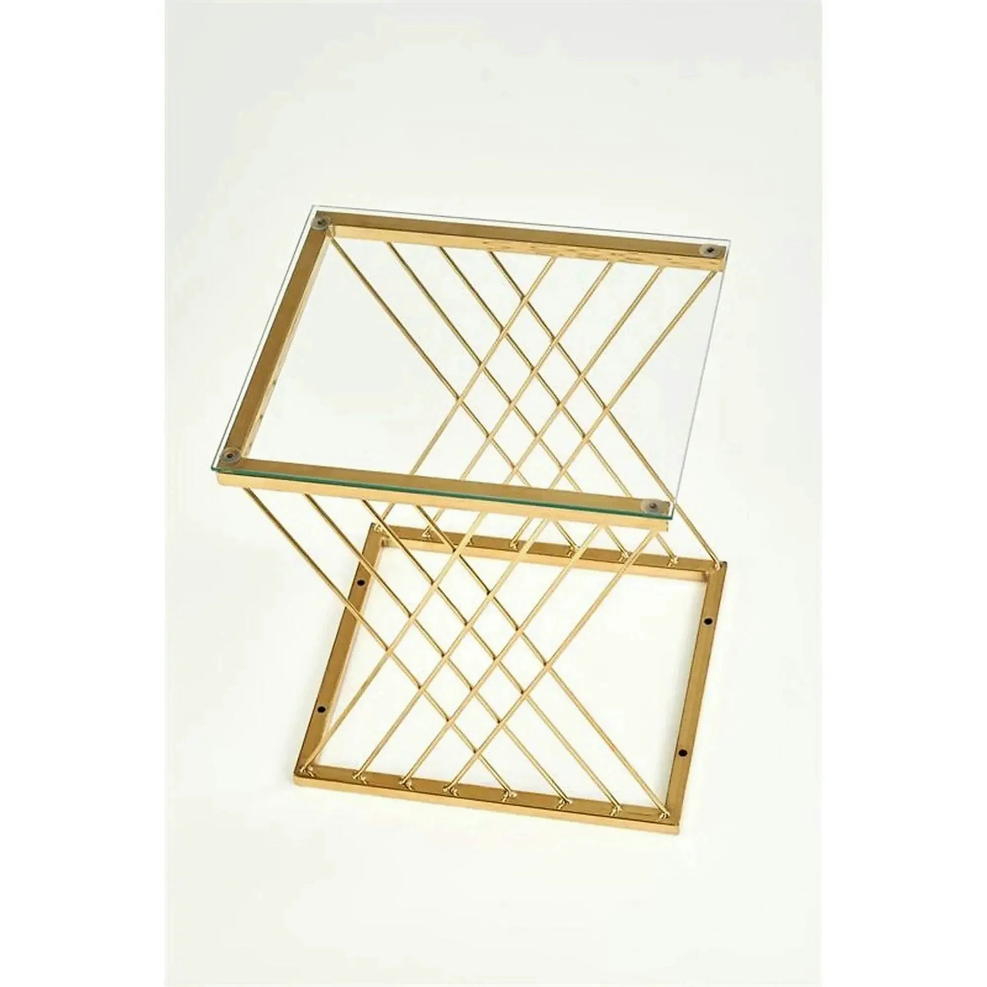 Masuta cafea NANCY, transparent/auriu, sticla/otel, 45x39x52 cm