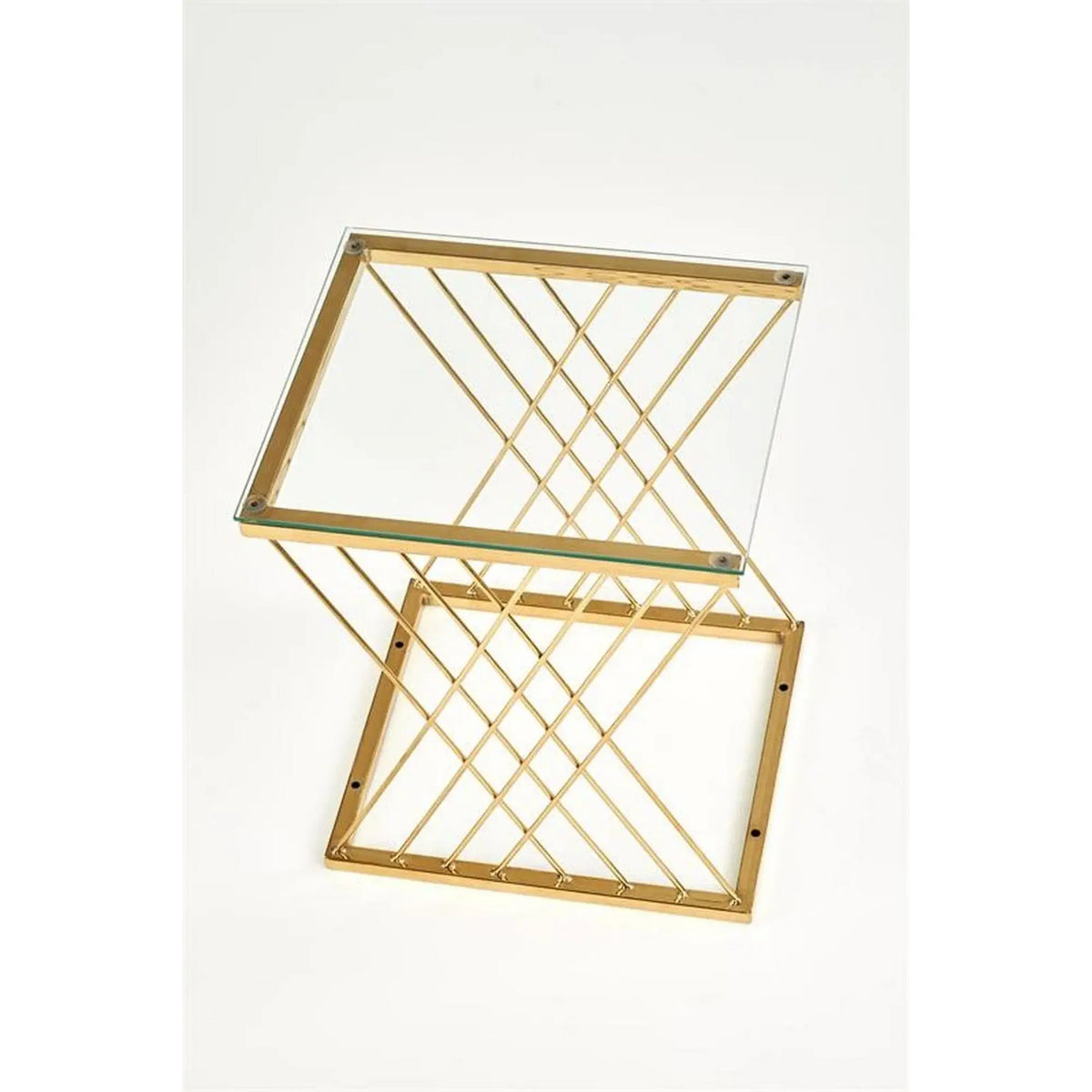 Masuta cafea NANCY, transparent/auriu, sticla/otel, 45x39x52 cm