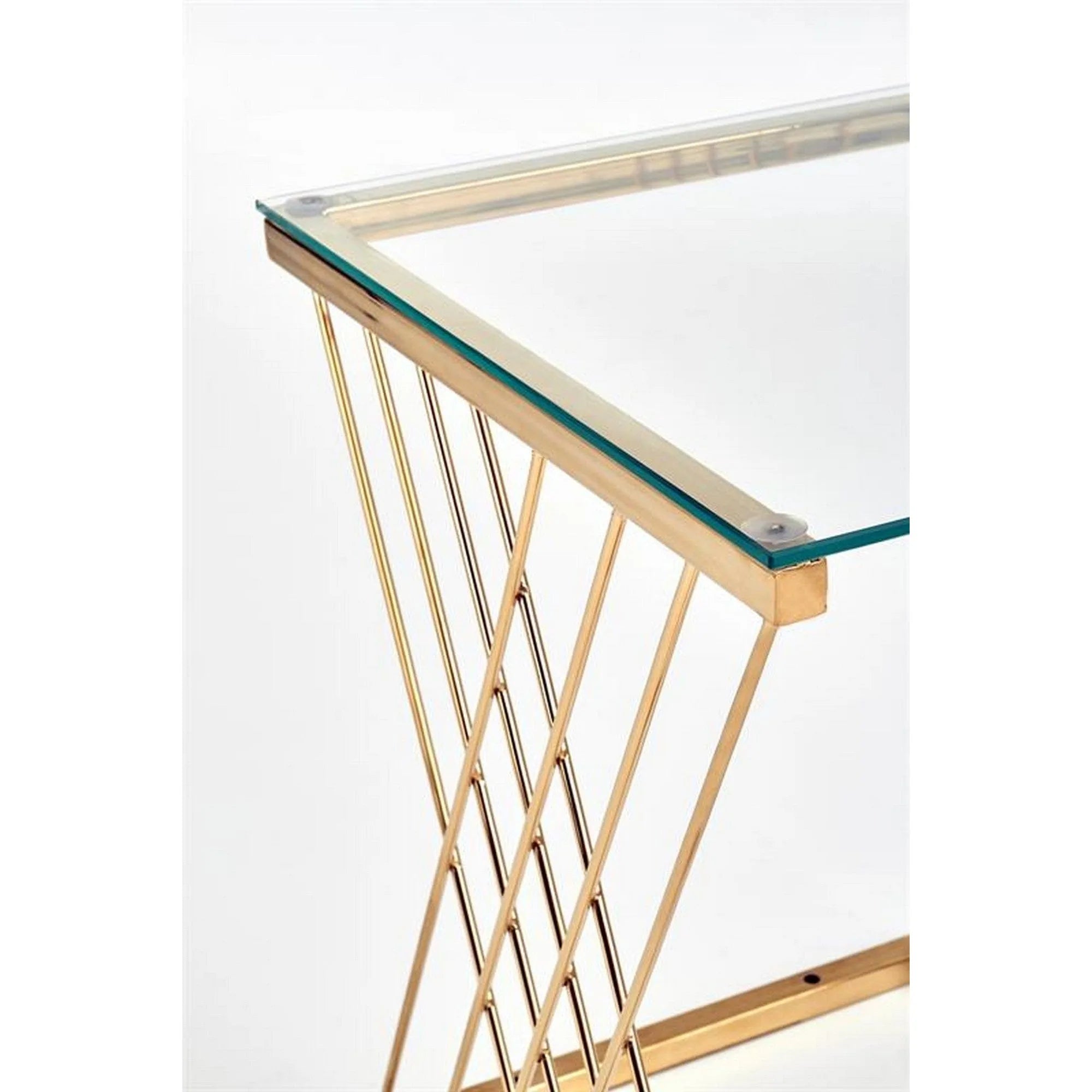 Masuta cafea NANCY, transparent/auriu, sticla/otel, 45x39x52 cm