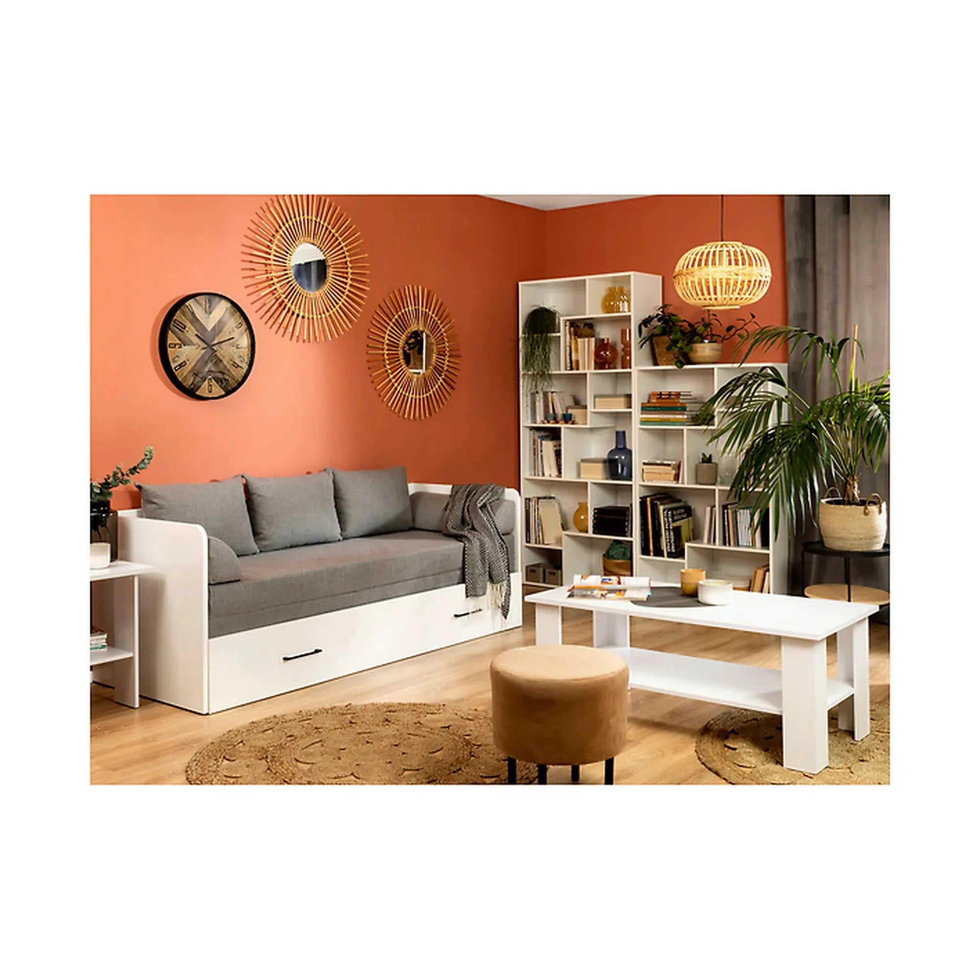 Masuta cafea Nepo Plus, alb, PAL, 115X56X46 cm