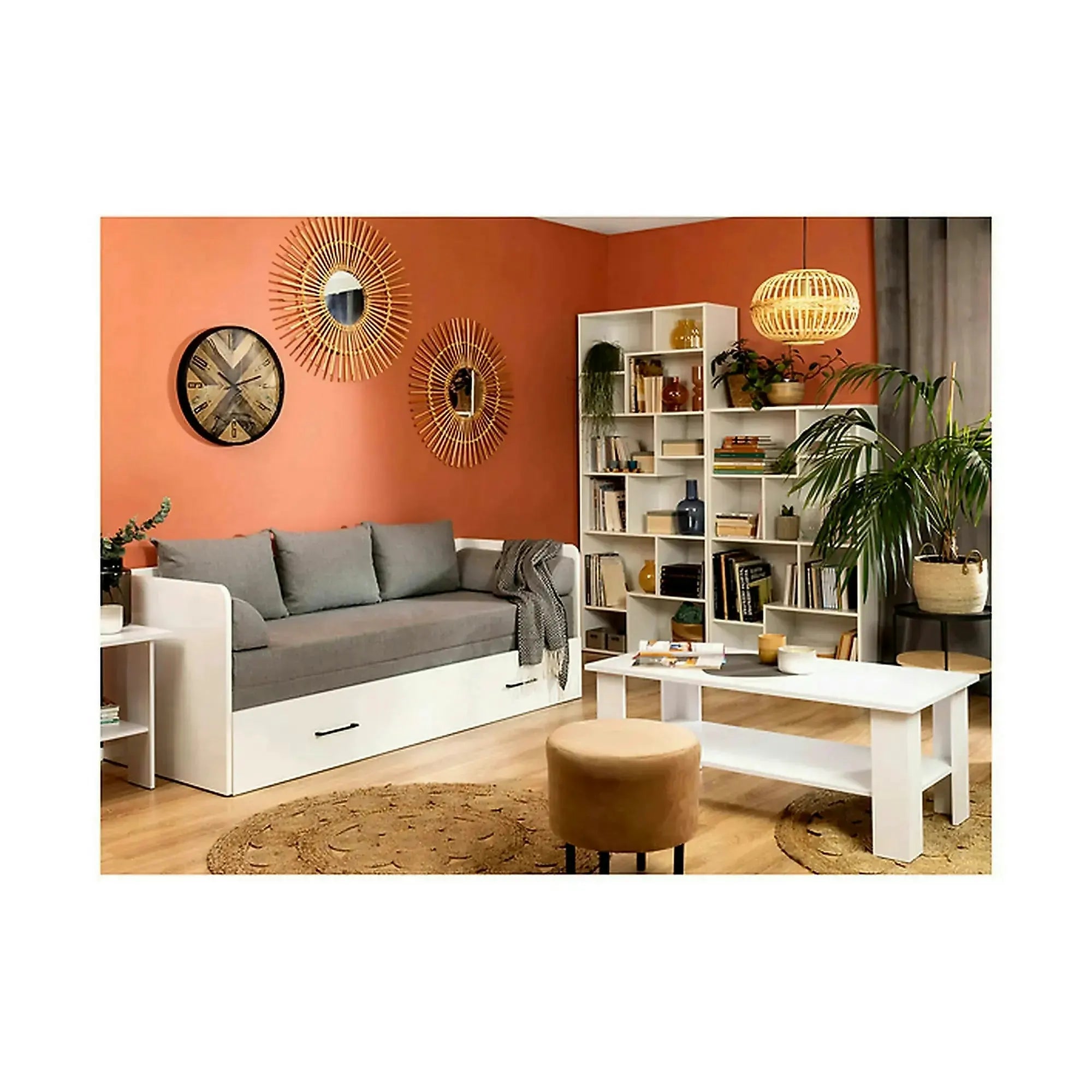 Masuta cafea Nepo Plus, alb, PAL, 115X56X46 cm