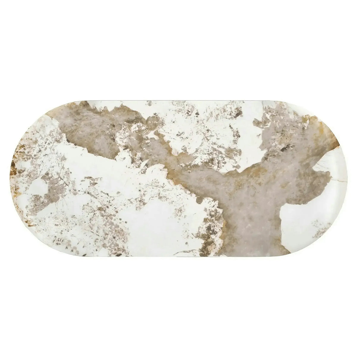 Masuta cafea NICOSIA, bej/nuc, piatra sinterizata, 121x61x45 cm