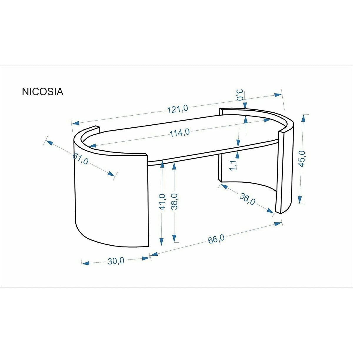 Masuta cafea NICOSIA, bej/nuc, piatra sinterizata, 121x61x45 cm