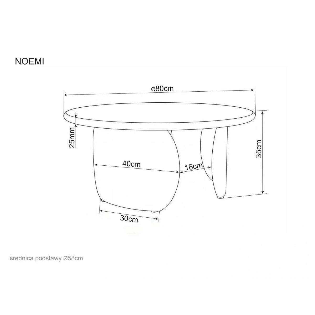 Măsuță cafea NOEMI, bej închis mat, MDF, 80x80x35 cm