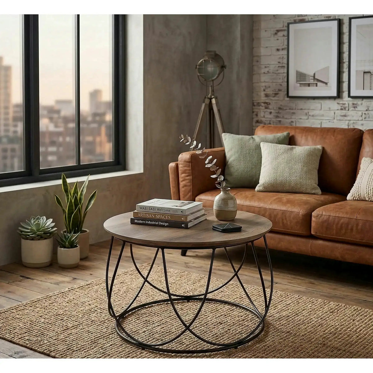 Masuta cafea NUBIRA, nuc/negru, 60x60x41 cm
