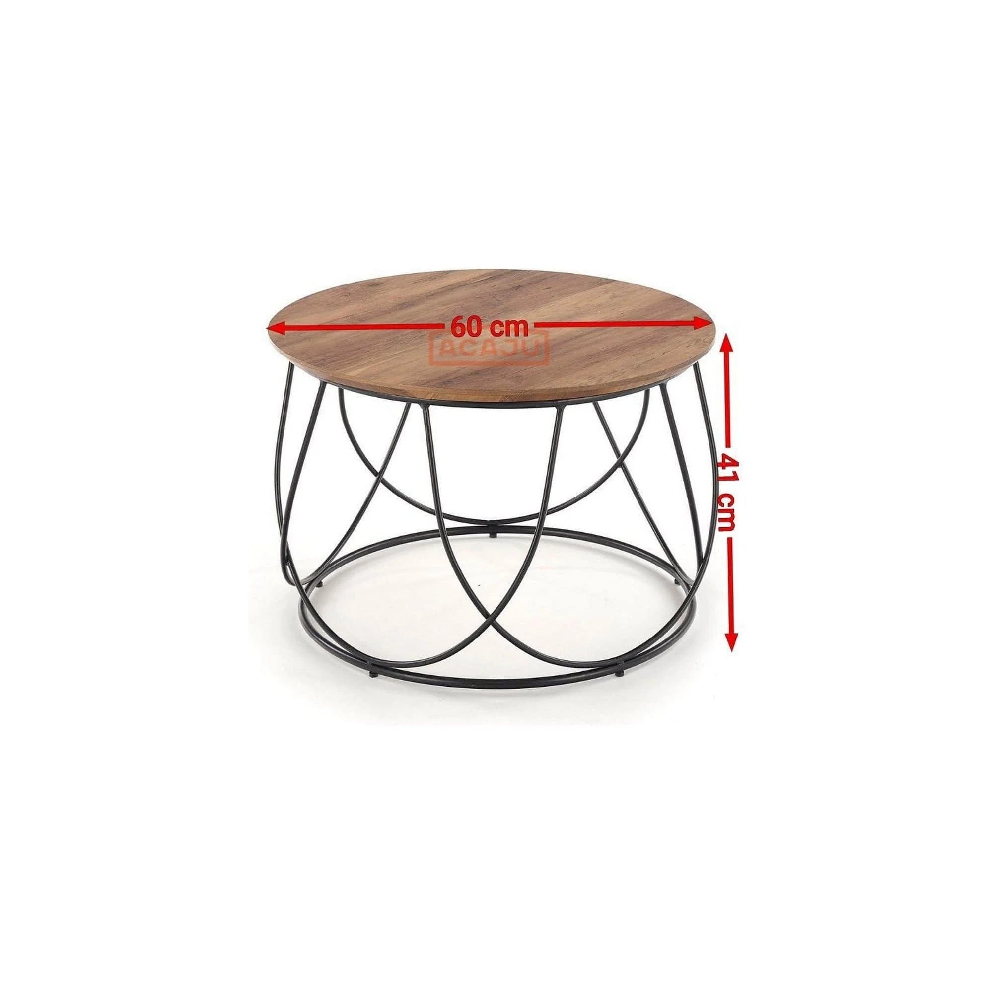 Masuta cafea NUBIRA, nuc/negru, 60x60x41 cm