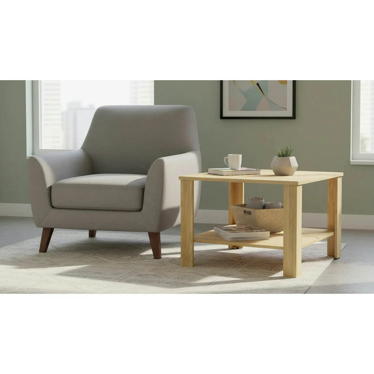Masuta cafea ODETTE, frasin, PAL, 68x68x48 cm