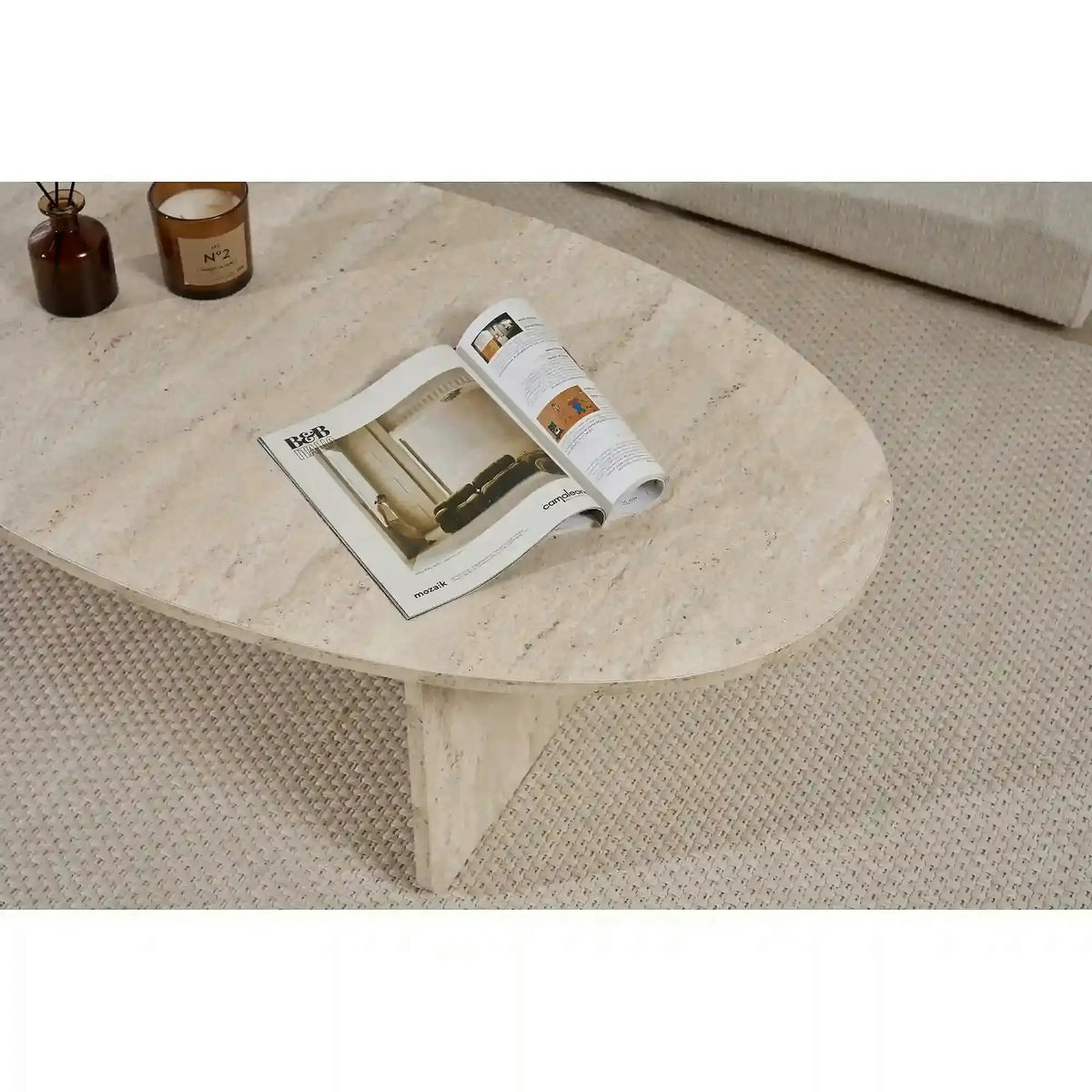 Masuta cafea ORBA, travertin, PAL, 120x65x40 cm