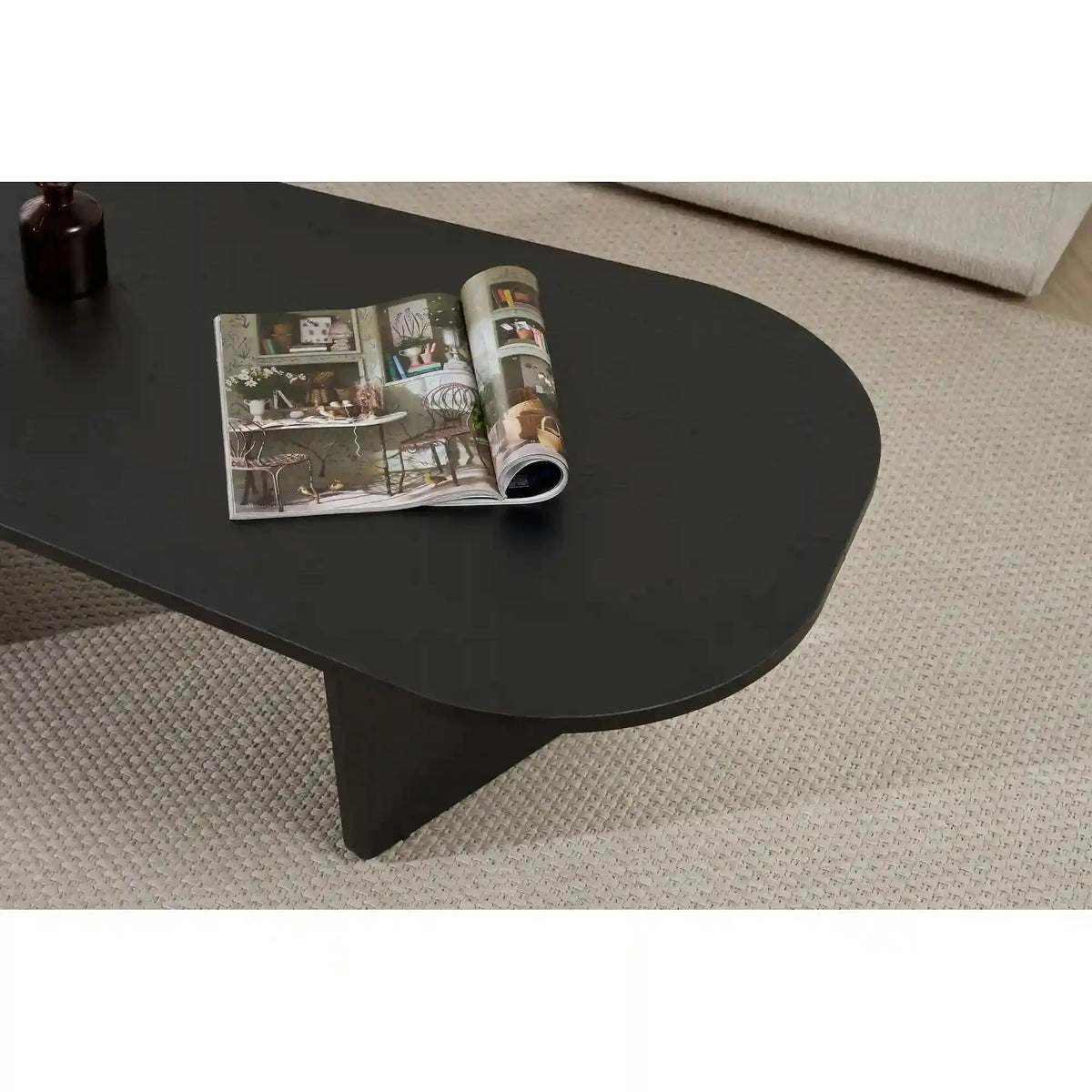 Masuta cafea OVALIS, negru, PAL, 130x65x40 cm