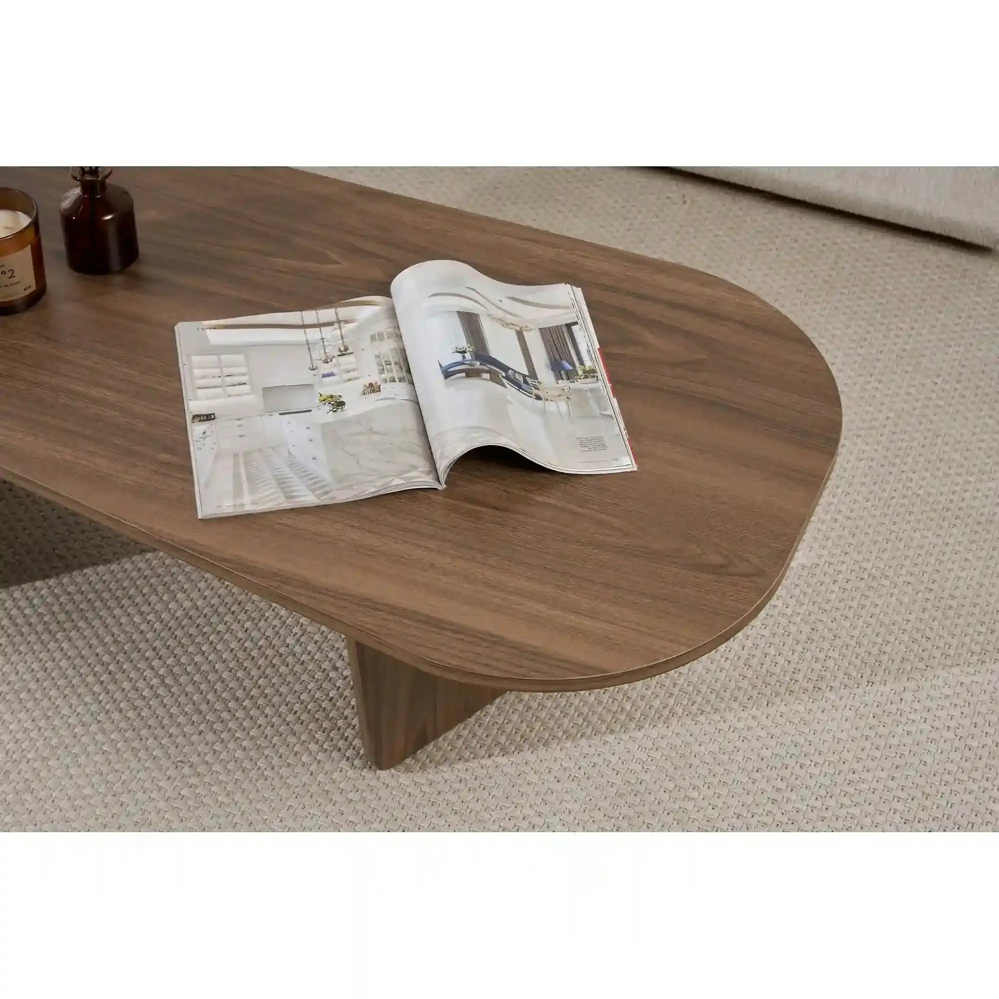 Masuta cafea OVALIS, nuc, PAL, 130x65x40 cm