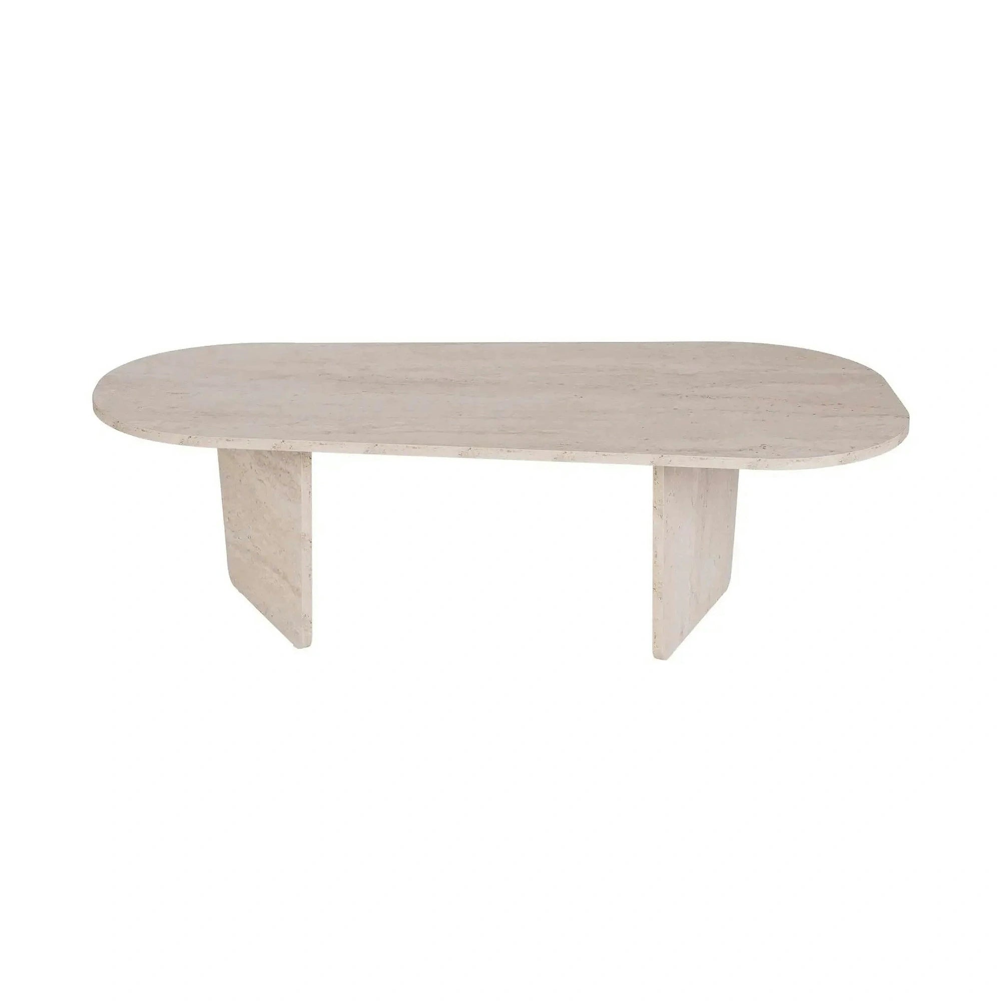 Masuta cafea OVALIS, travertin, PAL, 130x65x40 cm