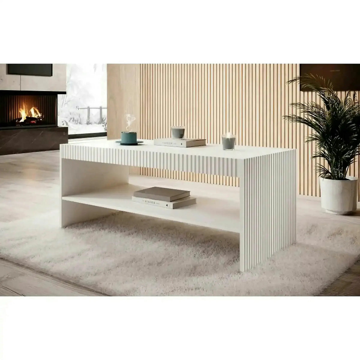 Masuta cafea PAFOS, alb, PAL laminat, 120x56.5x50 cm