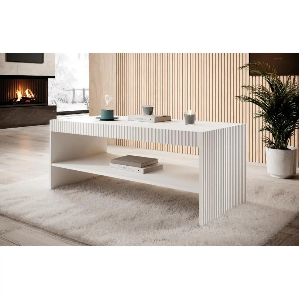 Masuta cafea PAFOS, alb, PAL laminat, 120x56.5x50 cm