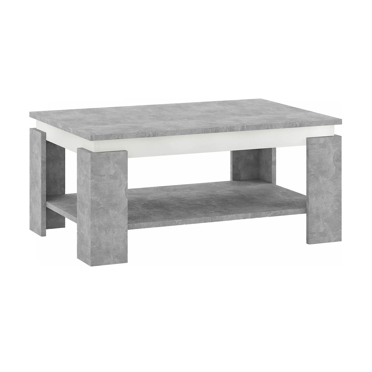 Masuta cafea PIANI, gri beton/alb, 90x60x41 cm