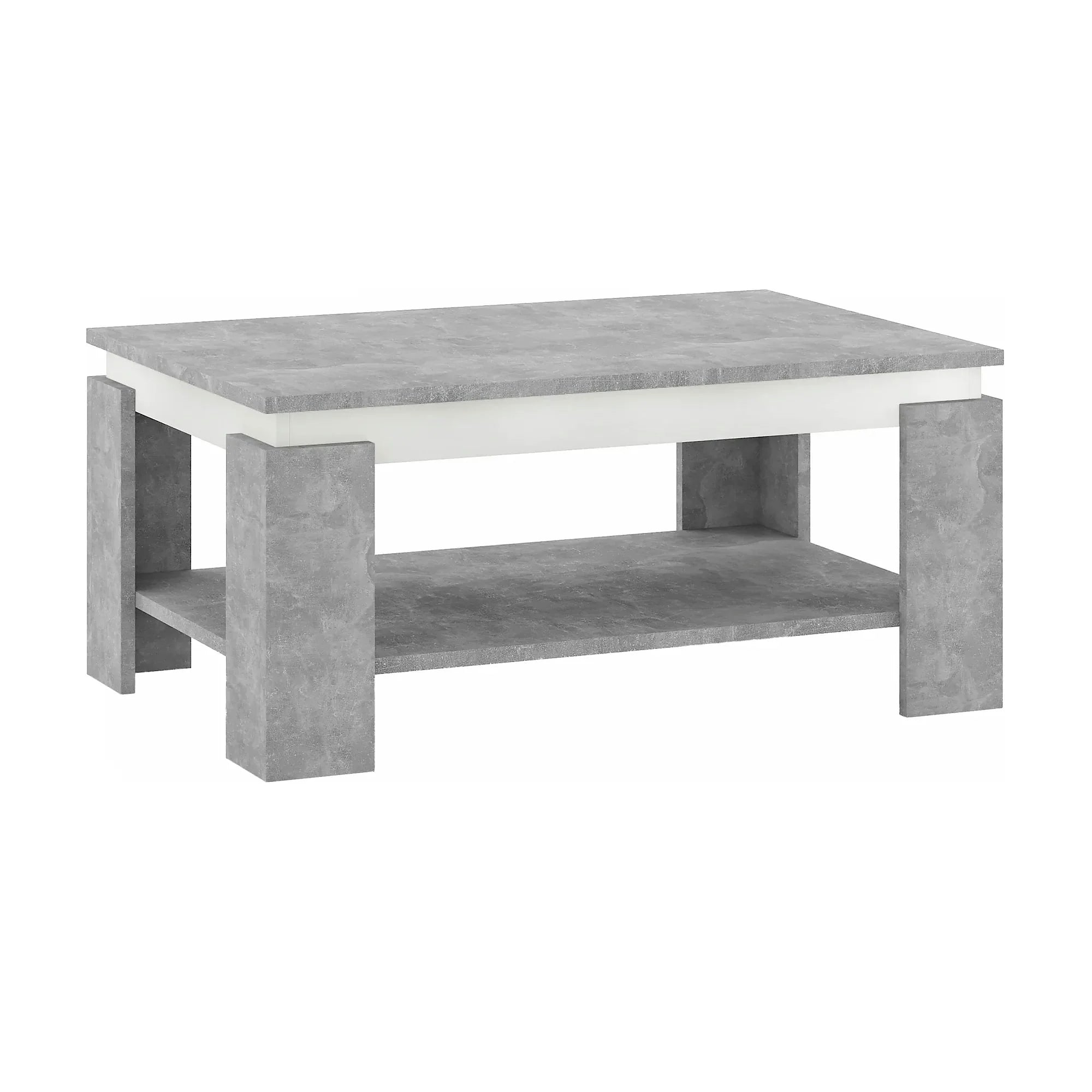 Masuta cafea PIANI, gri beton/alb, 90x60x41 cm