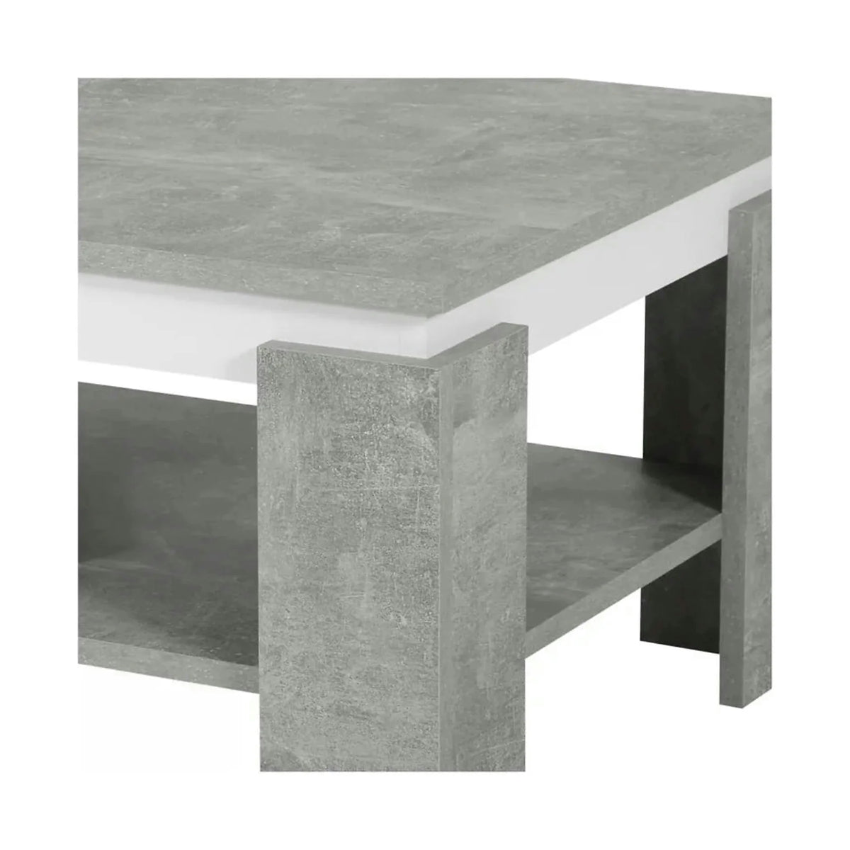 Masuta cafea PIANI, gri beton/alb, 90x60x41 cm
