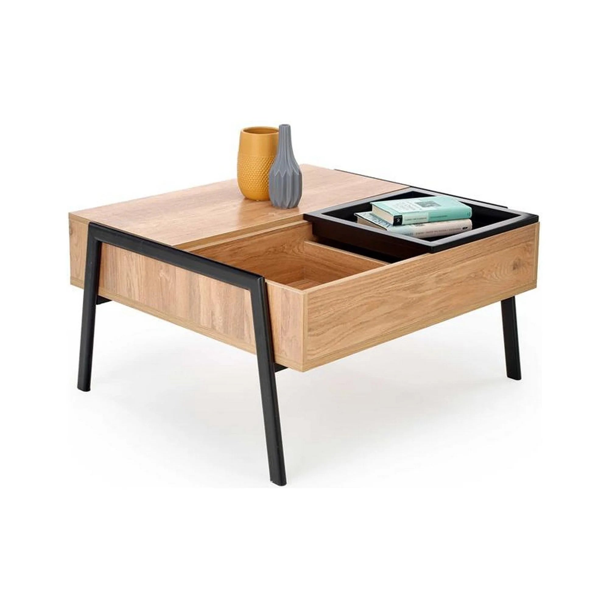 Masuta cafea PODIUM, stejar/negru, 85x80x43/64 cm