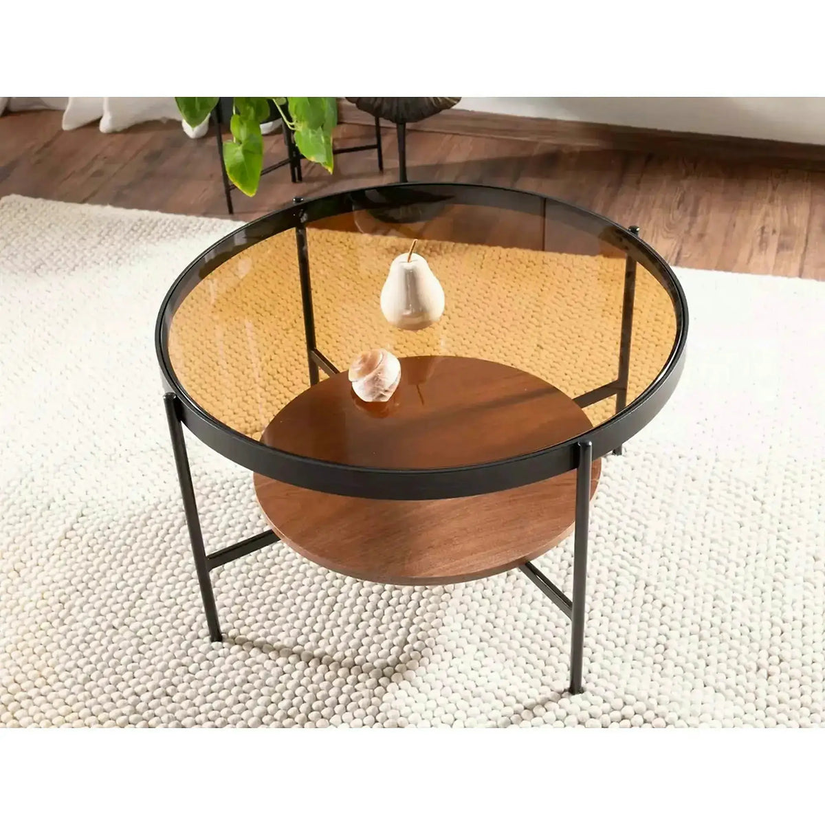 Masuta cafea PRIMA B, nuc/negru, 74x43 cm