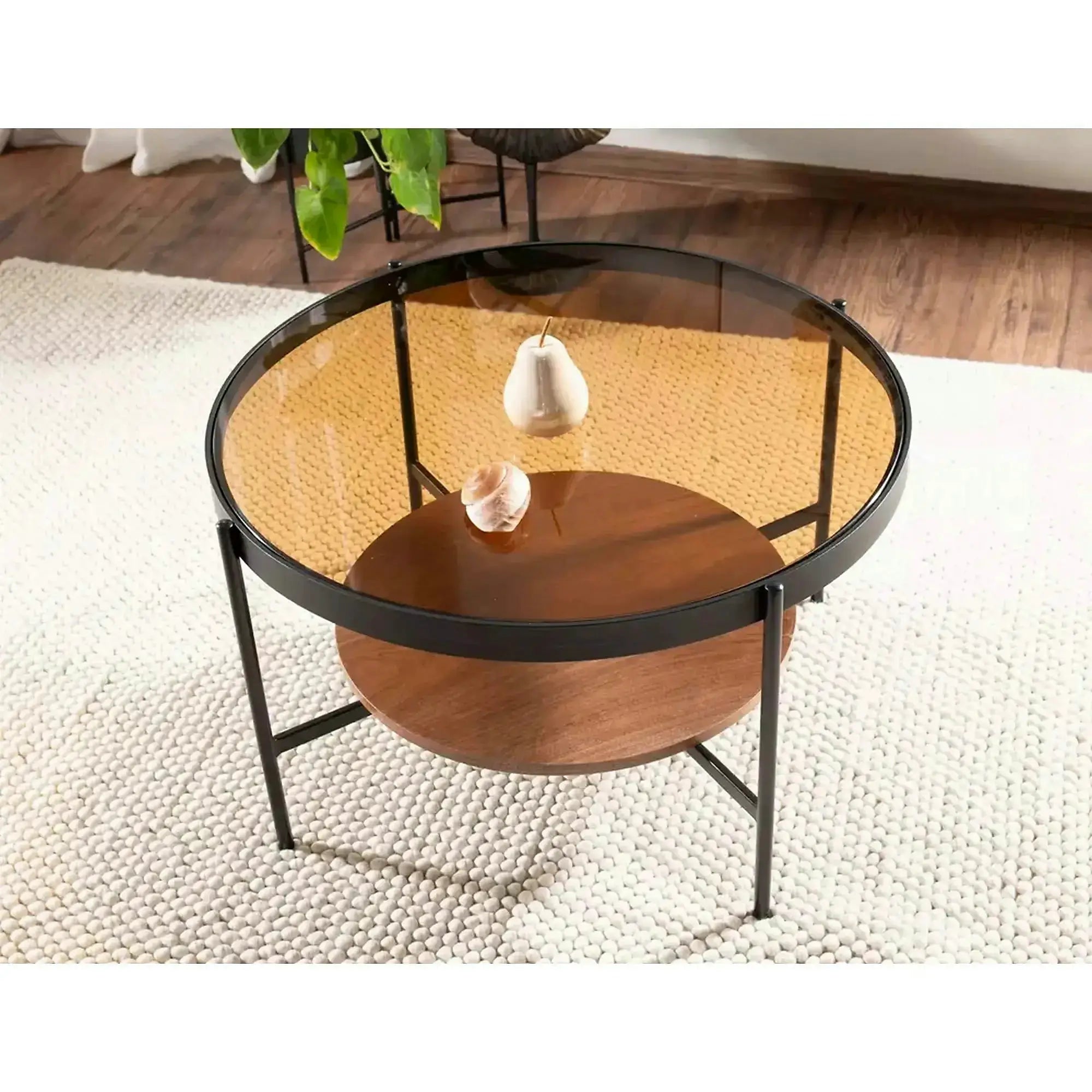 Masuta cafea PRIMA B, nuc/negru, 74x43 cm