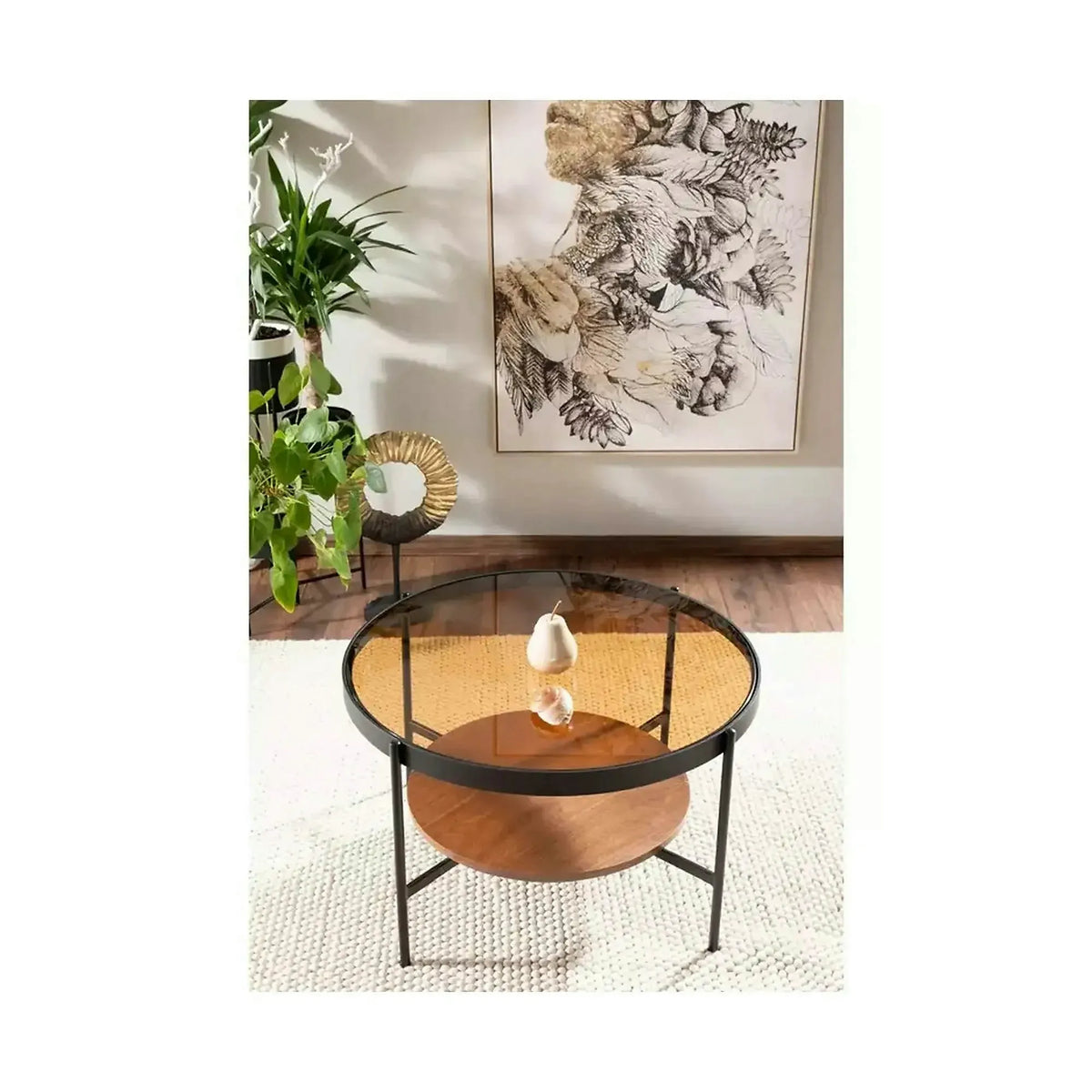 Masuta cafea PRIMA B, nuc/negru, 74x43 cm