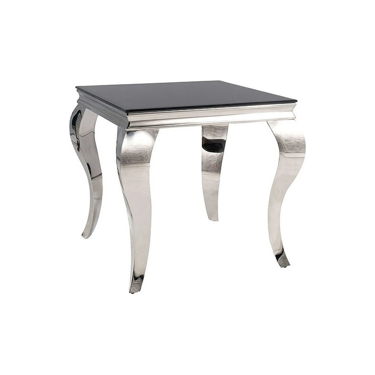 Masuta cafea PRINCE B, negru/crom, sticla securizata/metal, 55x55x55 cm