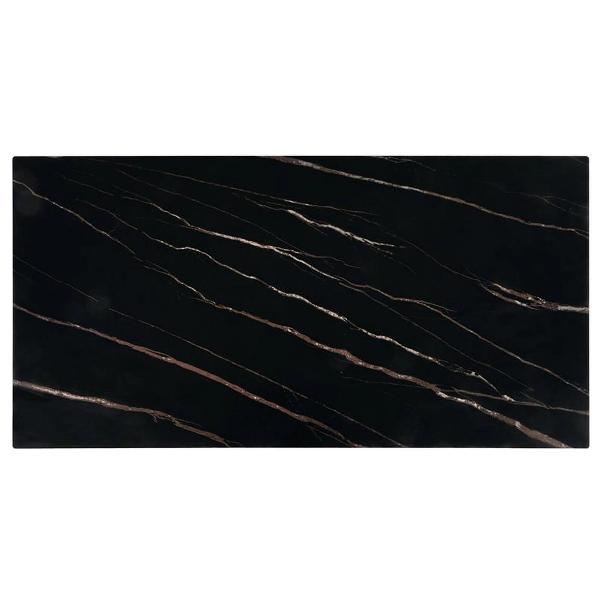 Masuta cafea RAMONA, negru cu efect de marmura/nuc, 121x61x45 cm