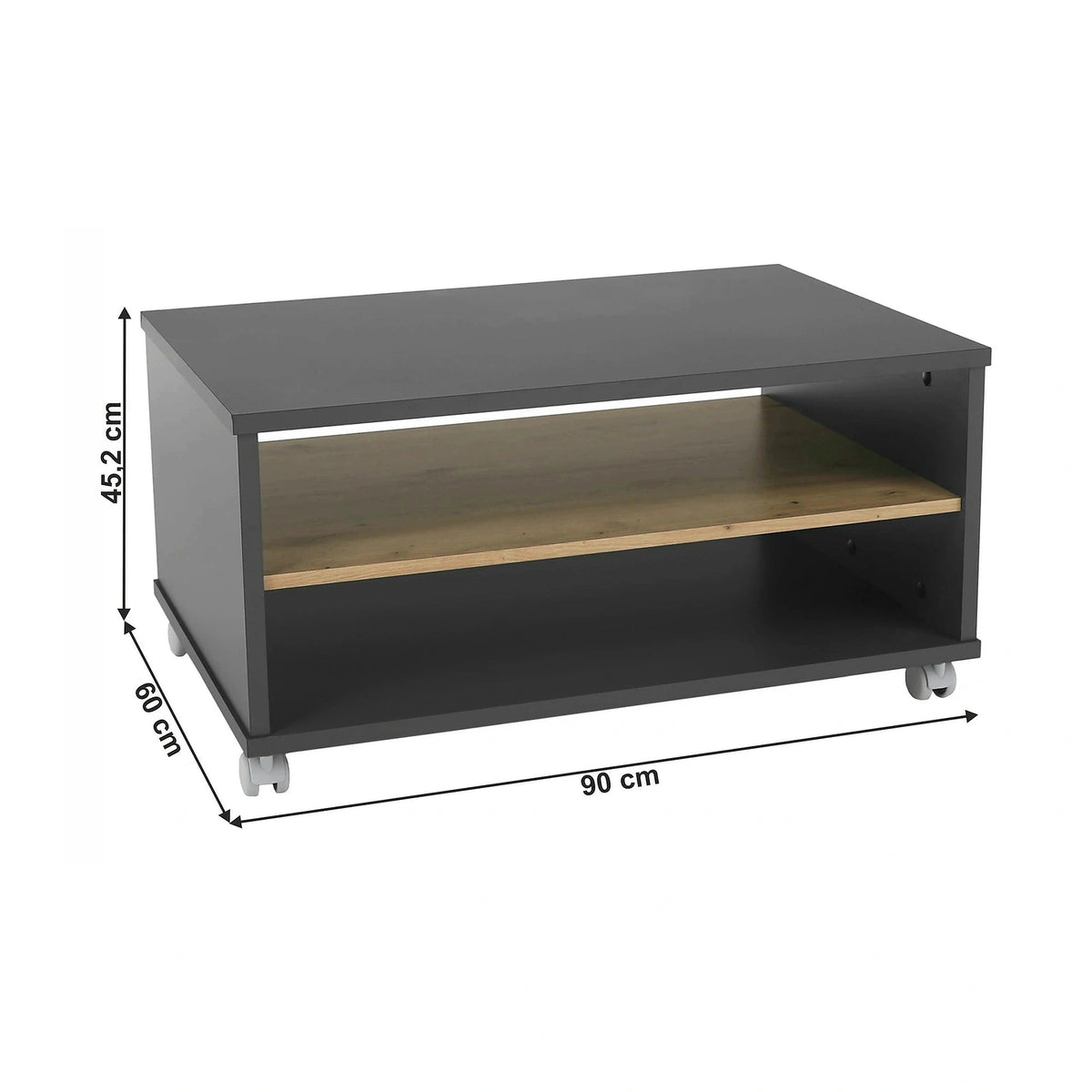 Masuta cafea RIOMA NEW TYP 32, gri grafit/stejar artisan, DTD laminat, 90x60x45 cm